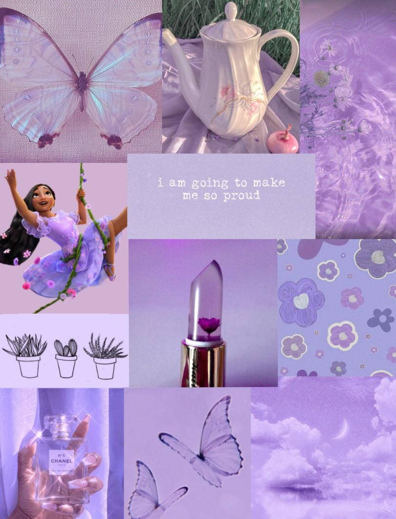Encanto Aesthetic, purple butterflies, flowers, SD Phone Wallpaper