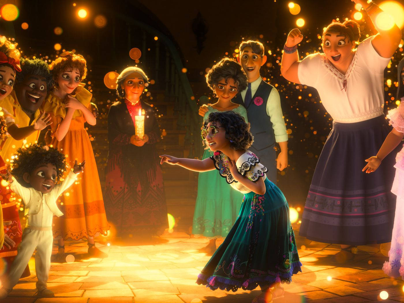 Encanto Dolores, golden light, floating lanterns, HD Desktop Wallpaper
