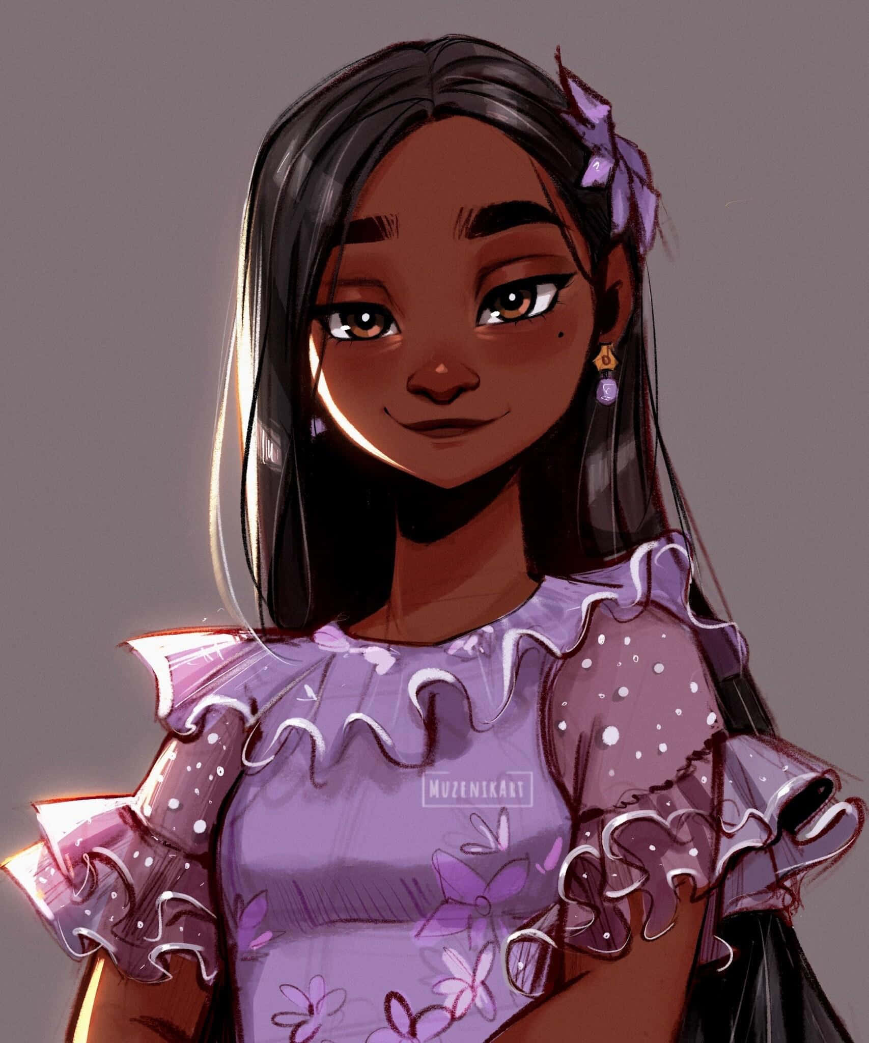 Encanto Isabela, purple floral dress, ruffled sleeves, Full HD Phone Wallpaper
