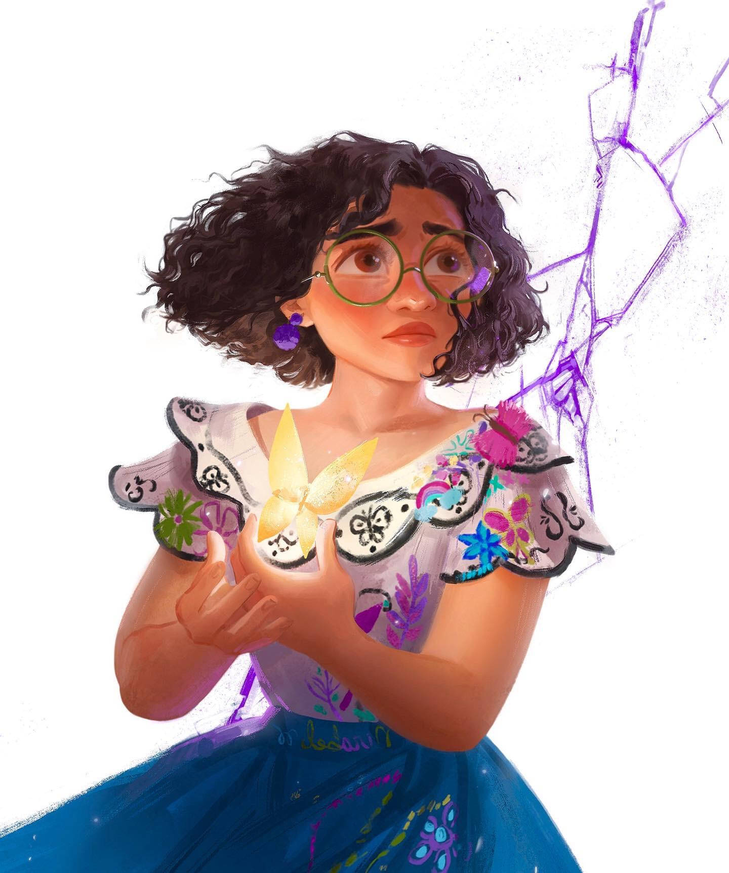 Encanto Mirabel, curly hair, glasses, HD Phone Wallpaper