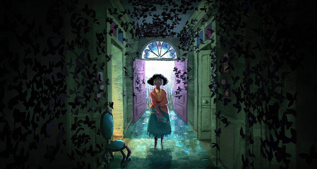 Encanto Mirabel, black butterflies, dim hallway, SD Desktop Wallpaper