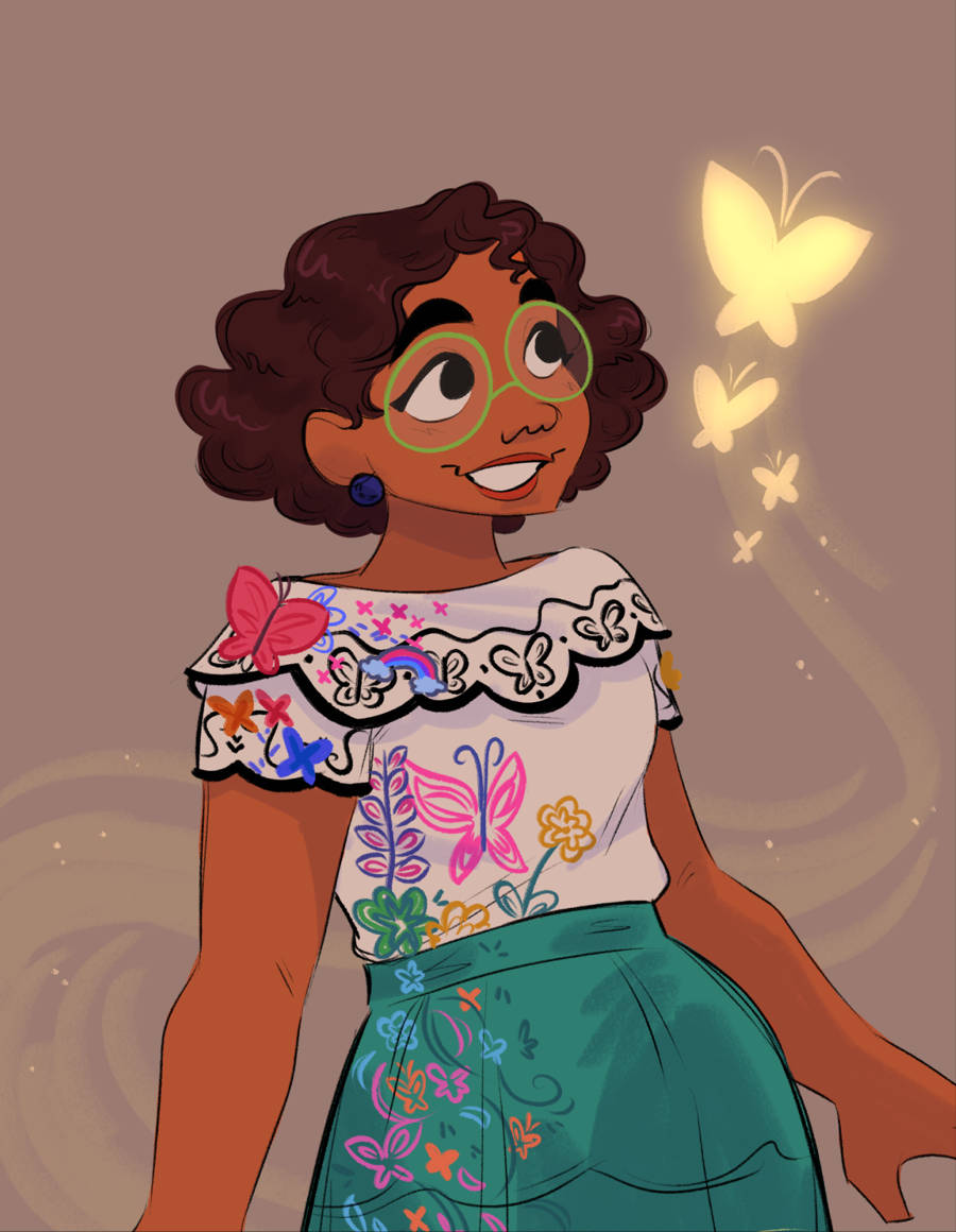 Encanto Mirabel, golden butterfly, curly hair, SD Phone Wallpaper