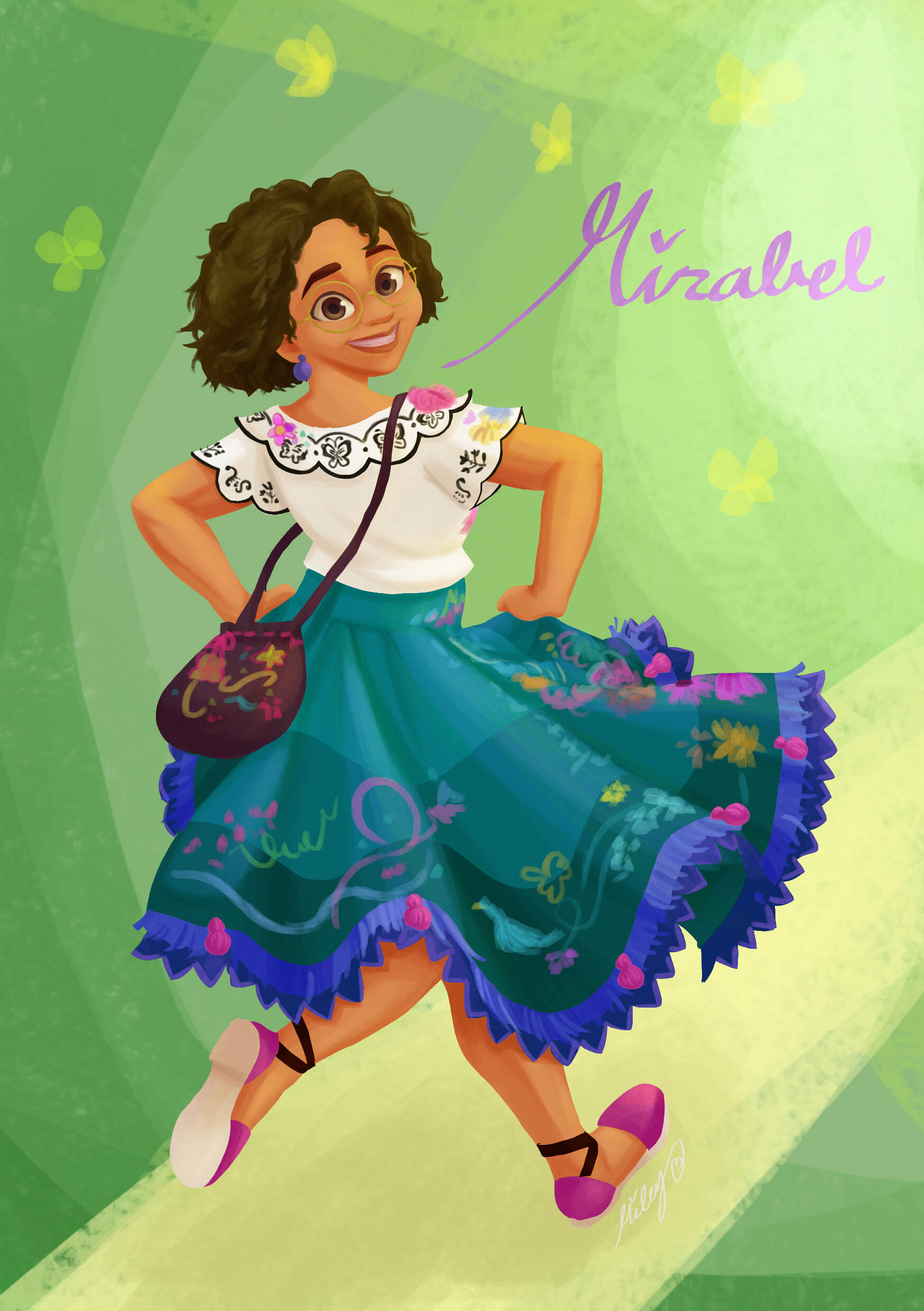 Encanto Mirabel, yellow green, floral dress, Full HD Phone Wallpaper