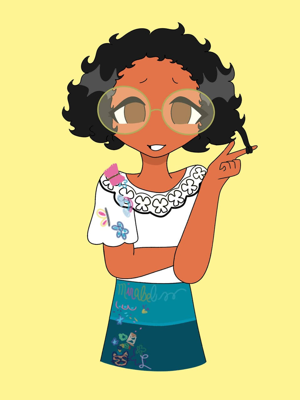 Encanto Mirabel, yellow background, curly hair, SD Phone Wallpaper