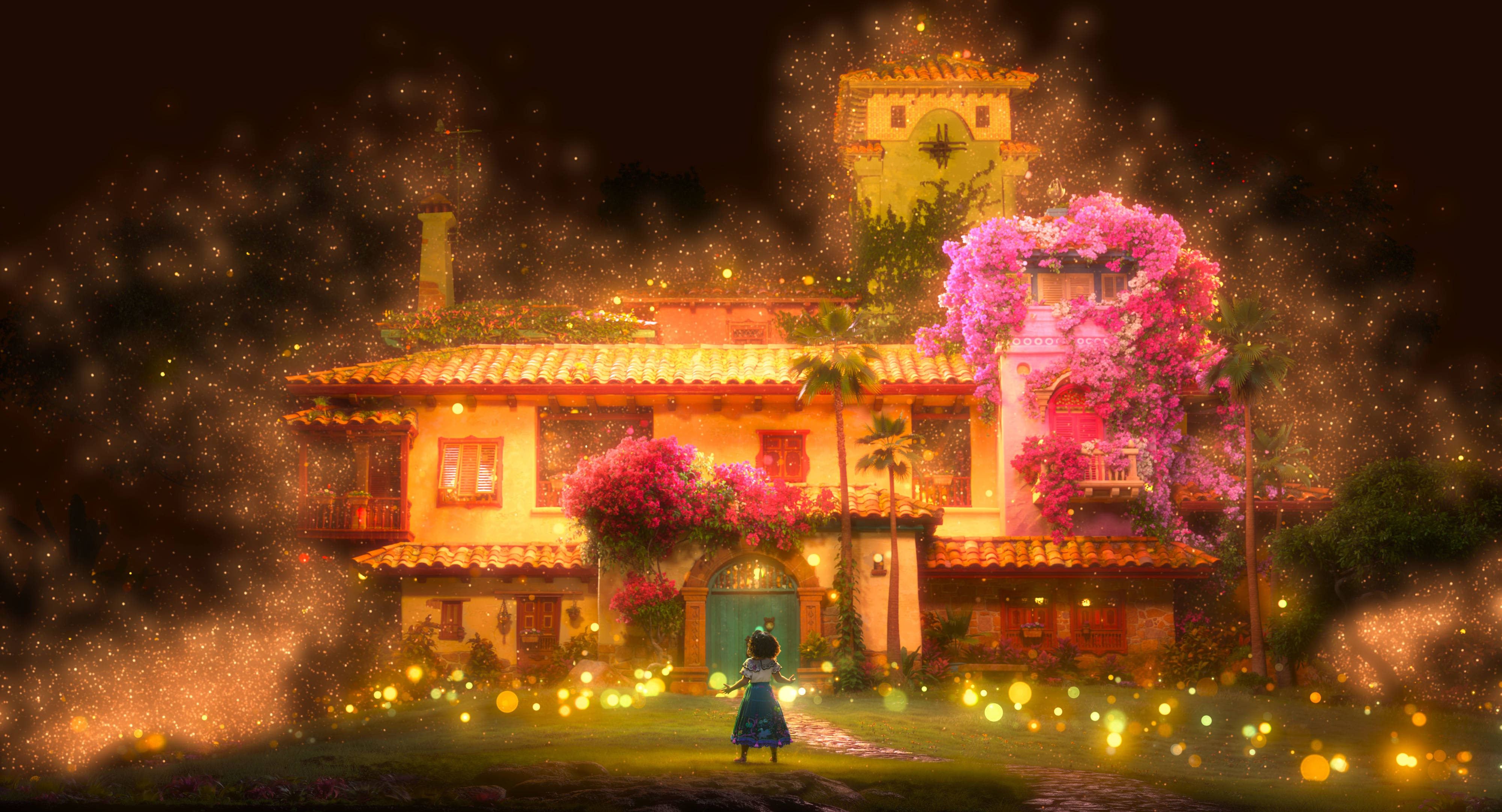 Encanto Mirabel, Mediterranean villa, glowing, 4K Desktop Wallpaper