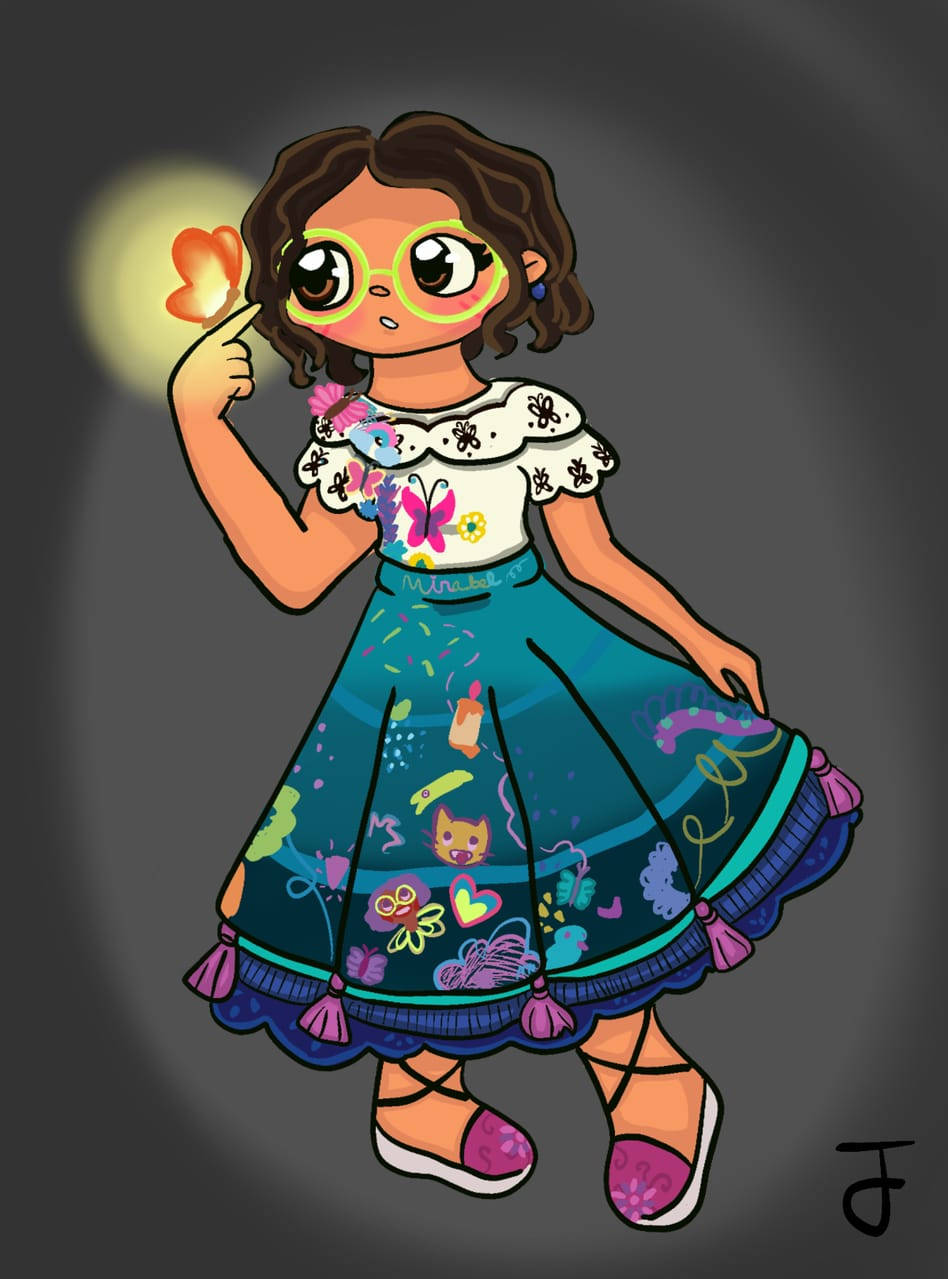 Encanto, Mirabel, gray art, SD Phone Wallpaper