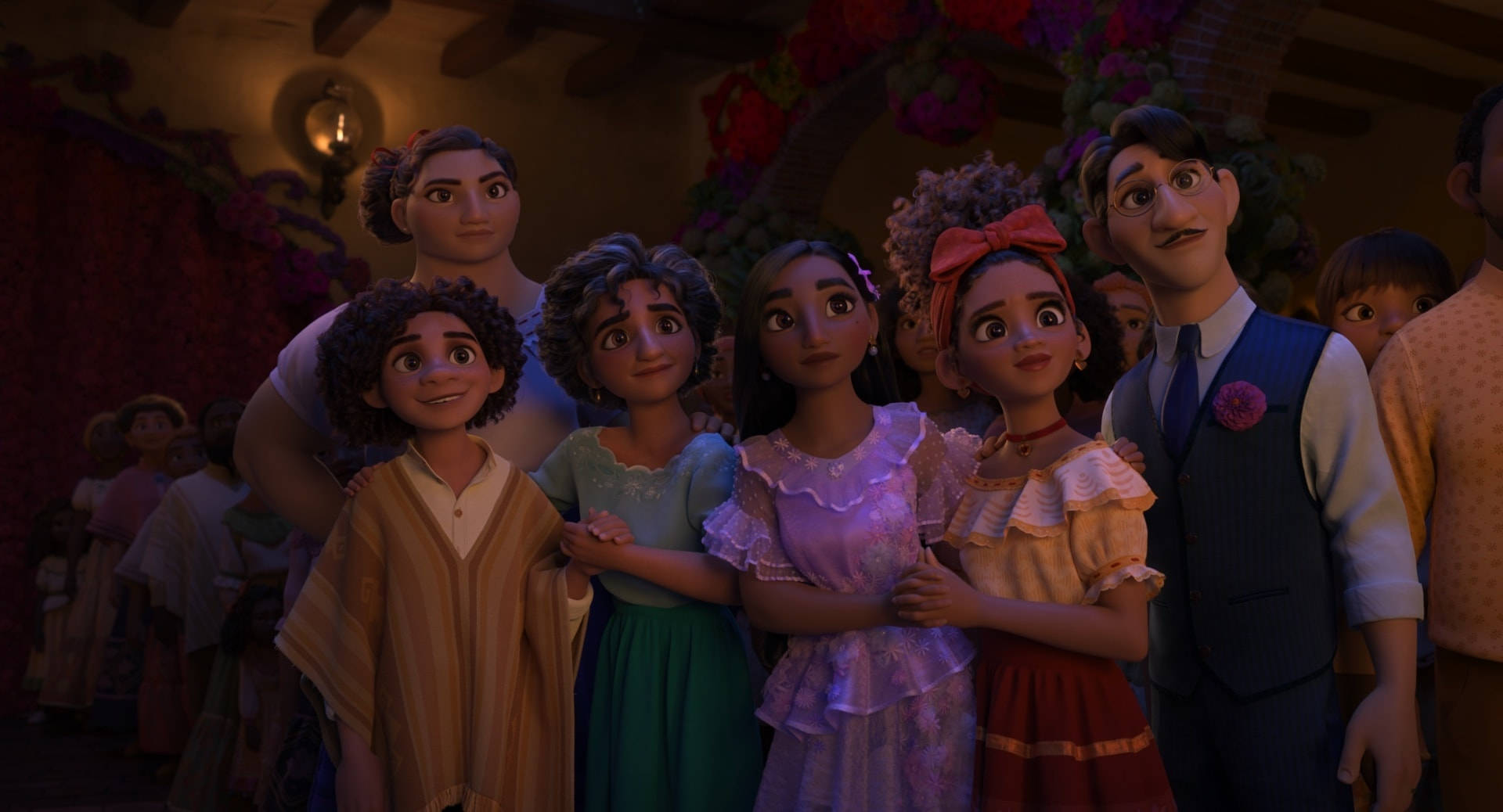Encanto, animated characters, colorful traditional attire, Full HD Desktop Wallpaper