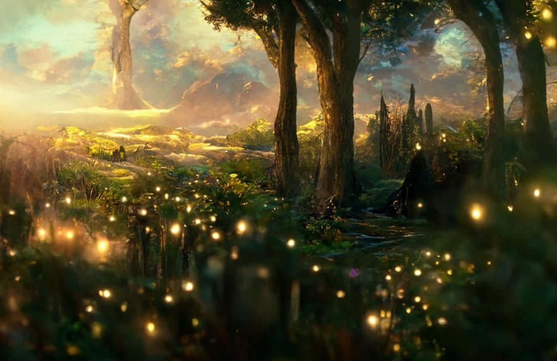 coherent light, fireflies, mystical forest, SD Desktop Wallpaper