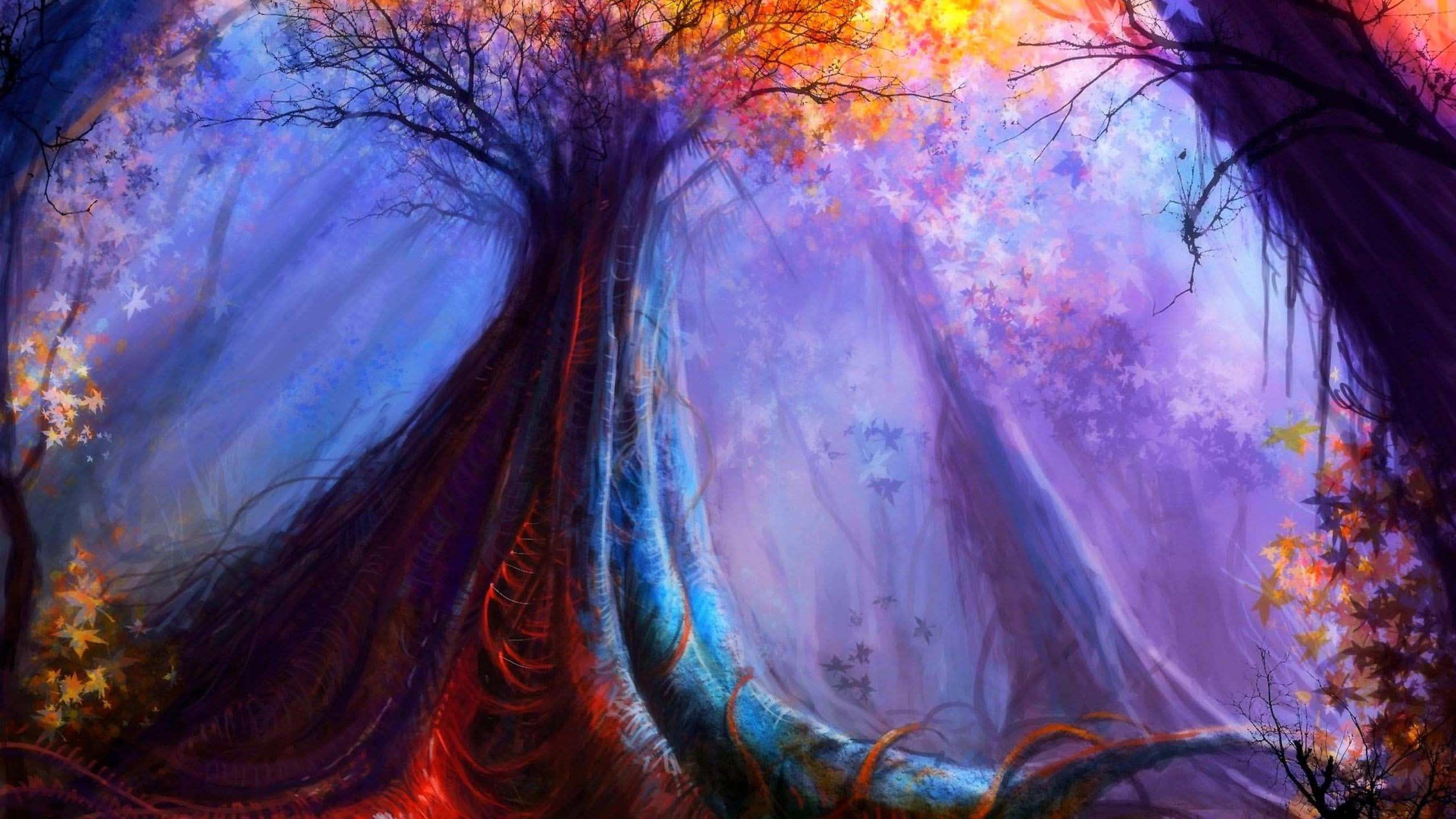 Enchanting, forest, twilight, 2K Desktop Wallpaper