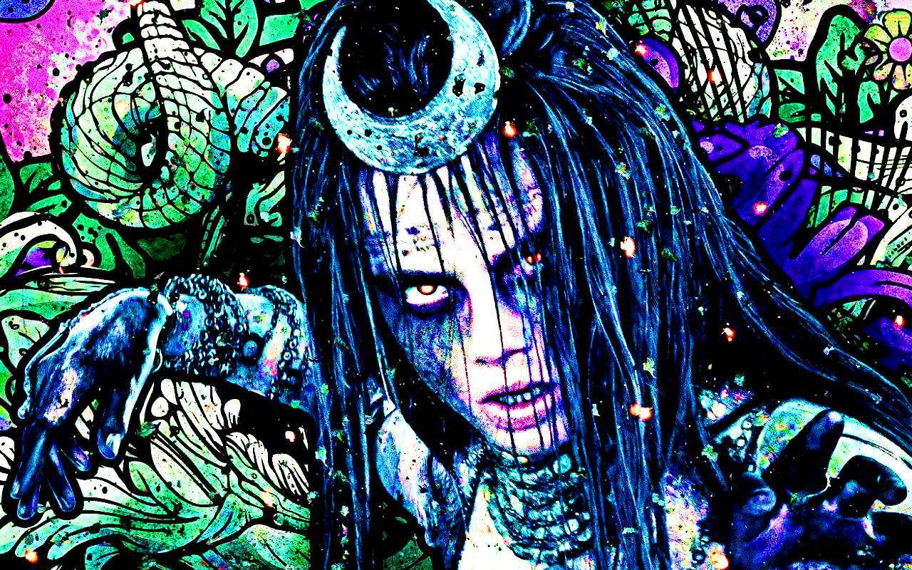 Enchantress, glowing eyes, blue dreadlocks, HD Desktop Wallpaper