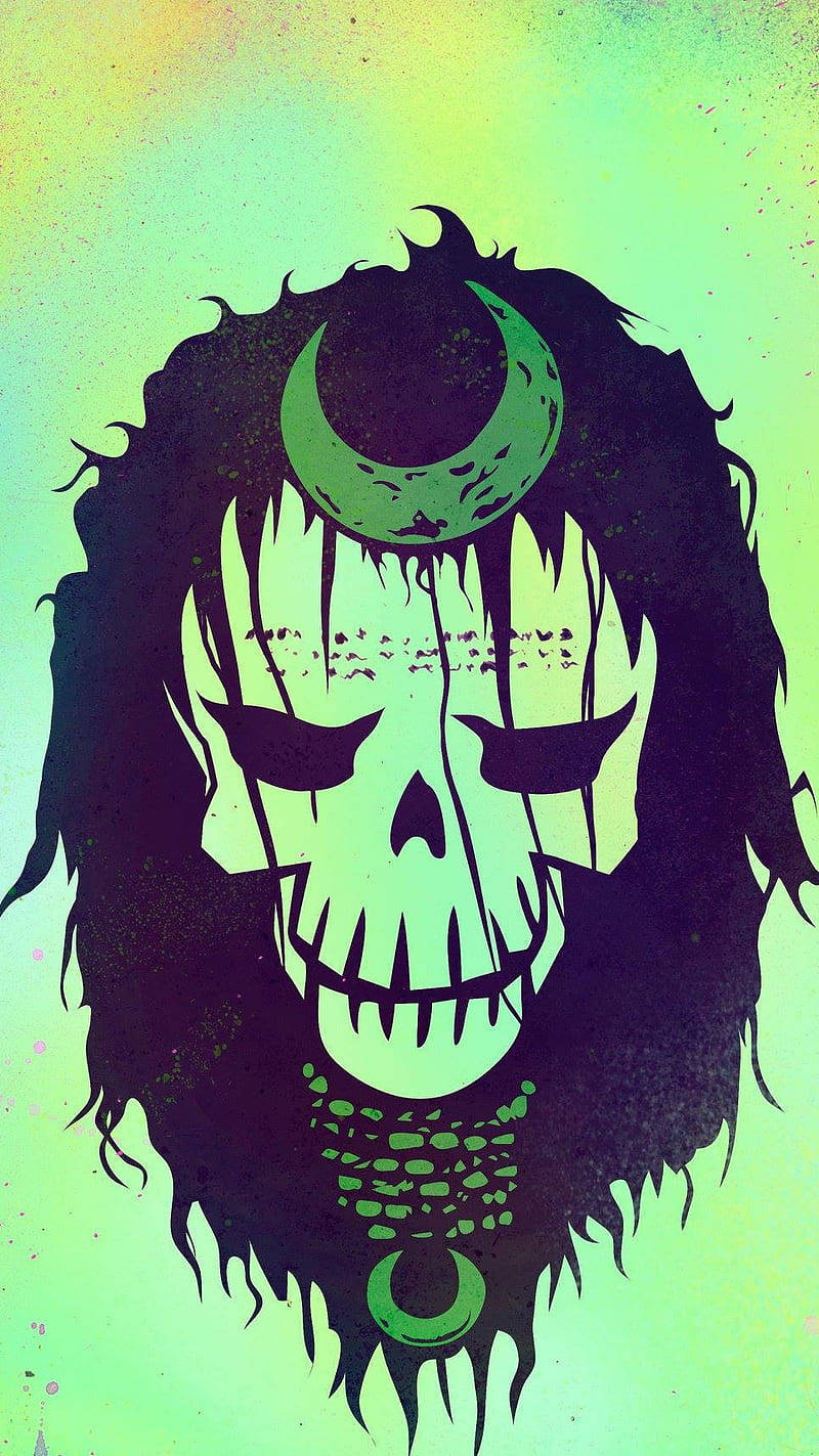 Enchantress, skull, crescent moon, HD Phone Wallpaper