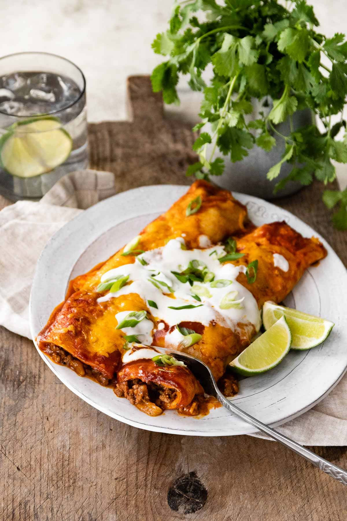 enchiladas, sour cream, limes, HD Phone Wallpaper