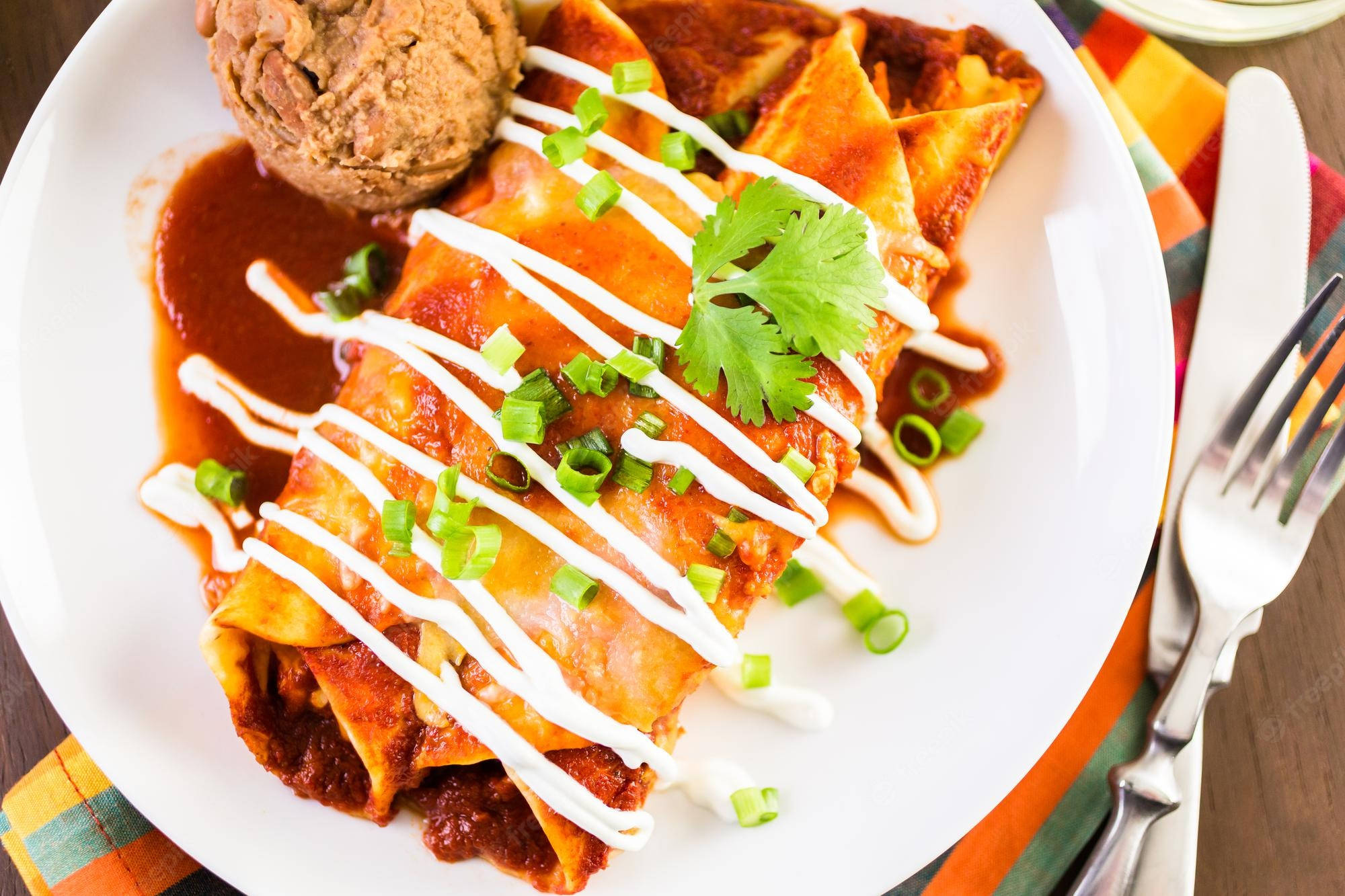 enchiladas, red sauce, cream, Full HD Desktop Wallpaper