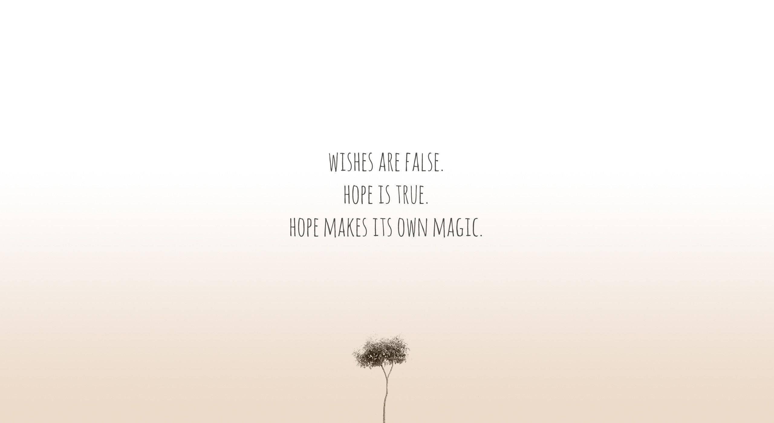 lone tree, minimalist text, hope's magic, 2K Desktop Wallpaper