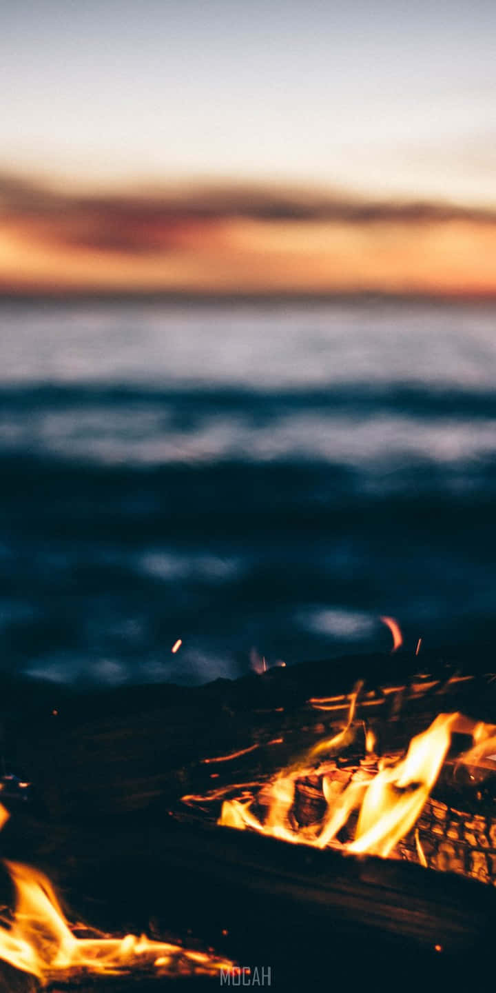 fire pit, flames, beach, HD Phone Wallpaper