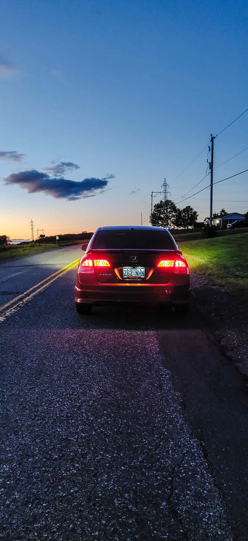 End Of Summer, dark sedan, glowing red taillights, HD Phone Wallpaper