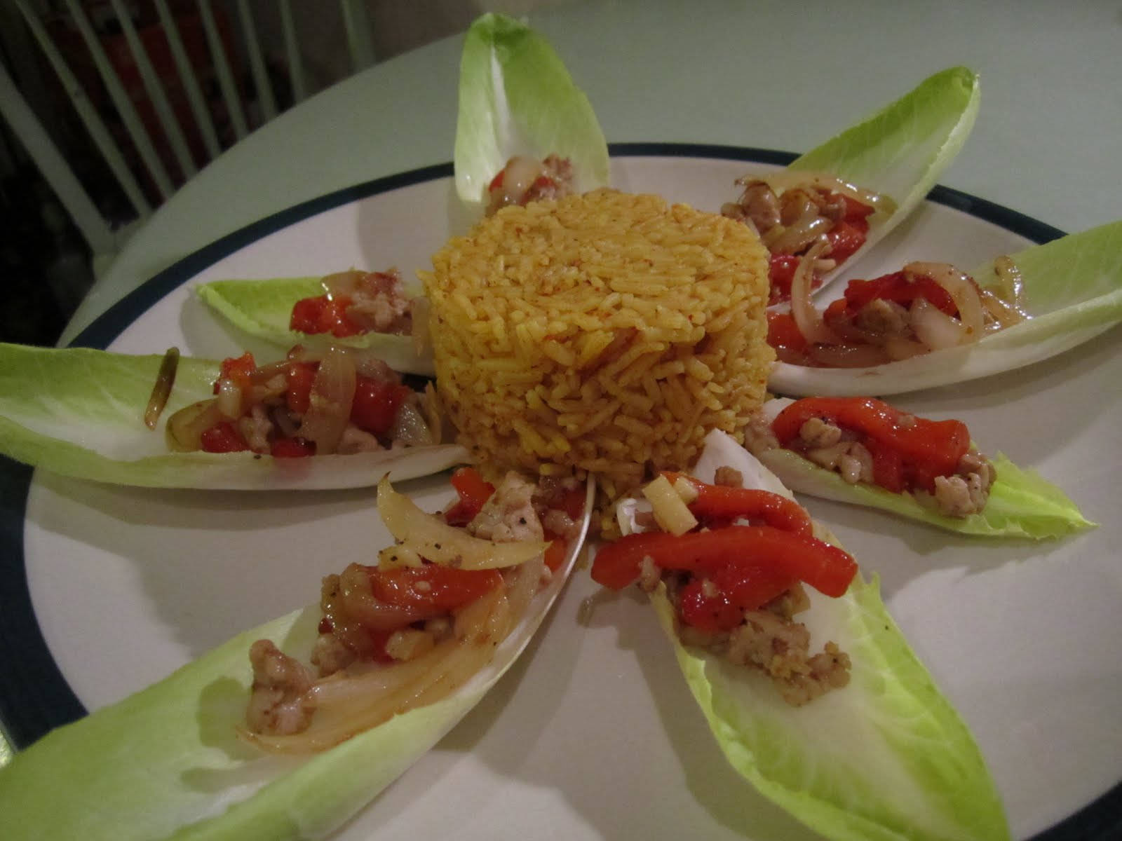 lava rice, stuffed endive vegetables, ring of endive leaves, HD Desktop Wallpaper