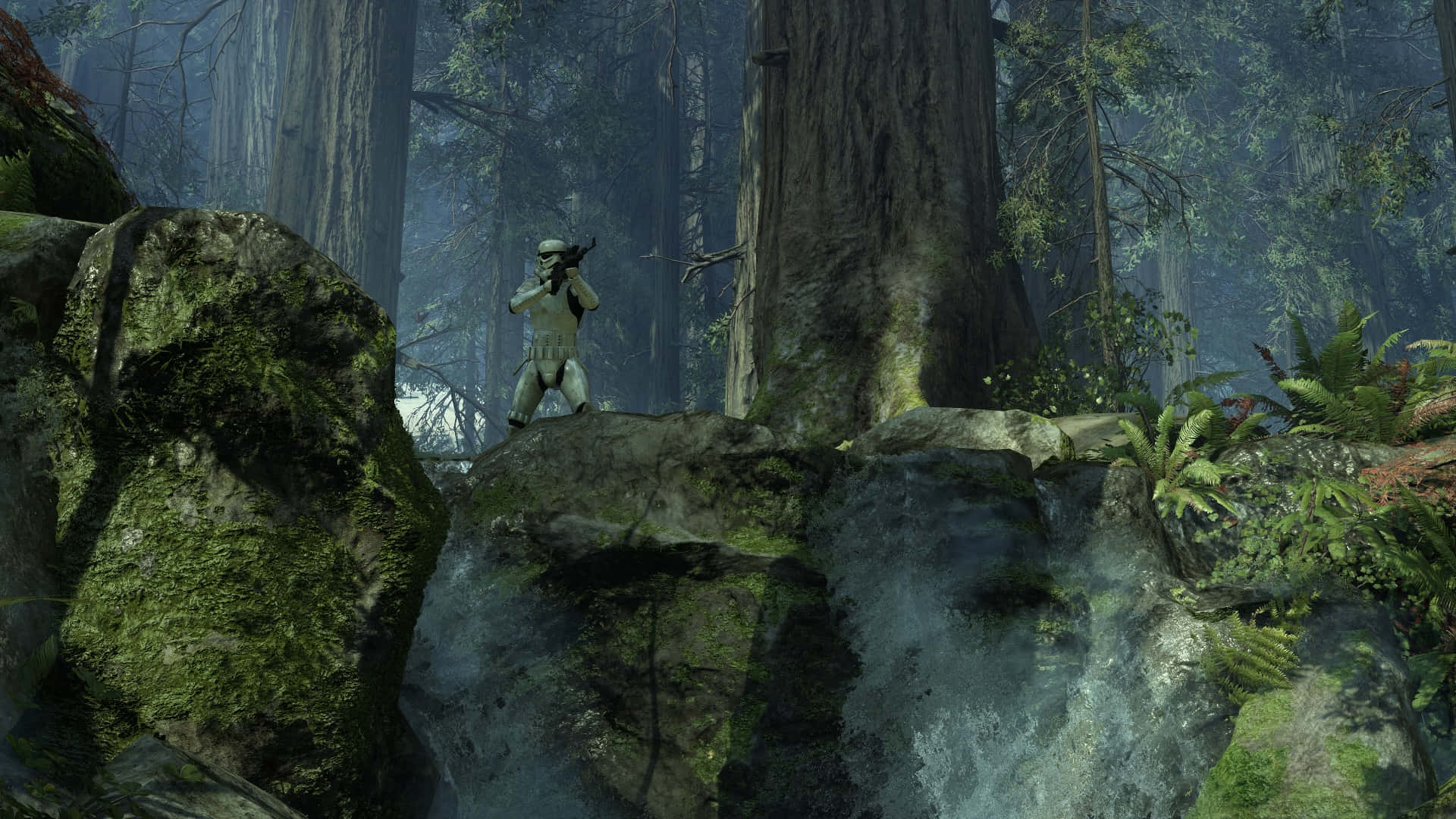 Endor, camouflage, mossy rocks, Full HD Desktop Wallpaper