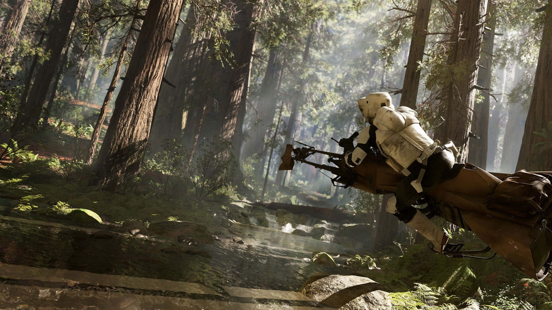 Endor, stormtrooper, speeder bike, Full HD Desktop Wallpaper