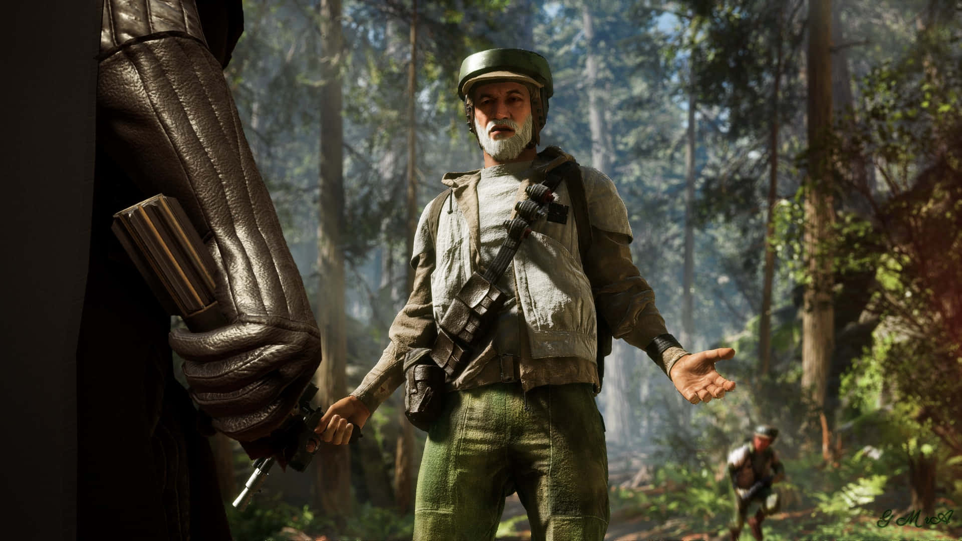 Endor, Endor Forest, bearded soldier, Full HD Desktop Wallpaper