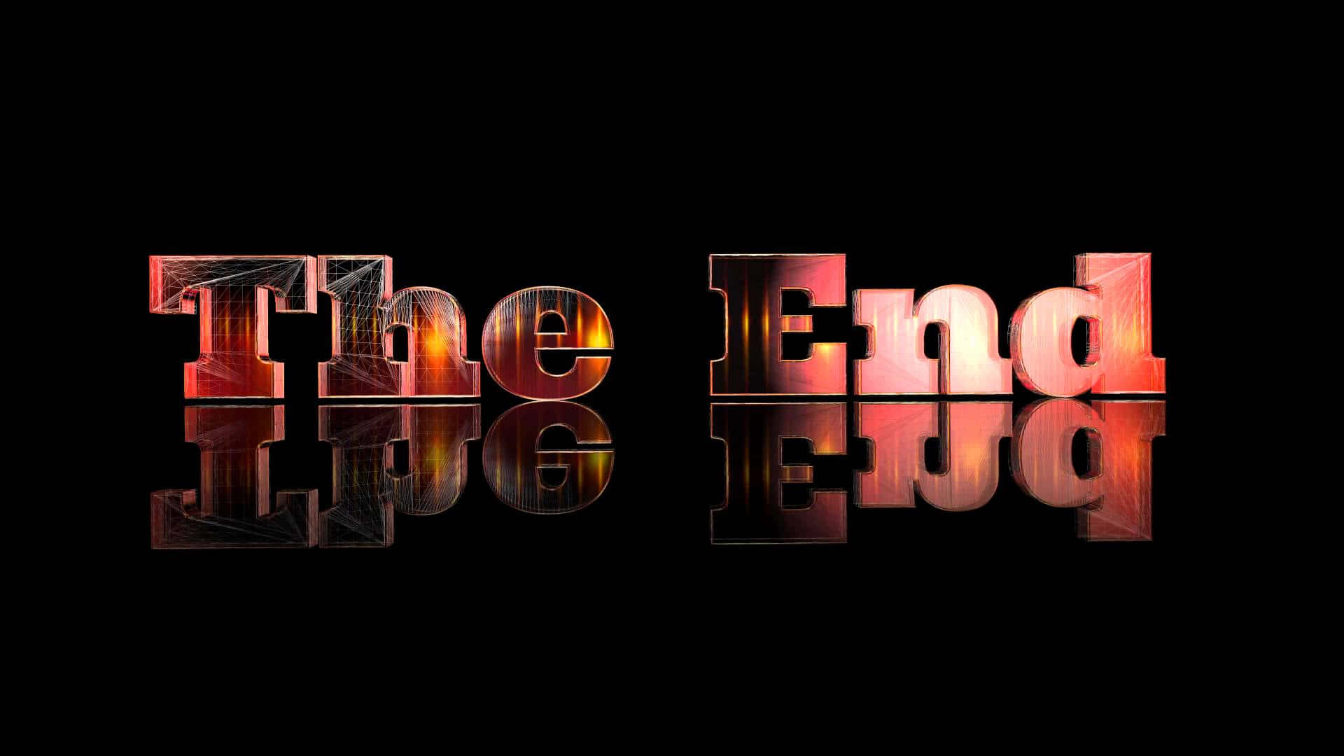 The End, fiery text, reflective surfaces, Full HD Desktop Wallpaper
