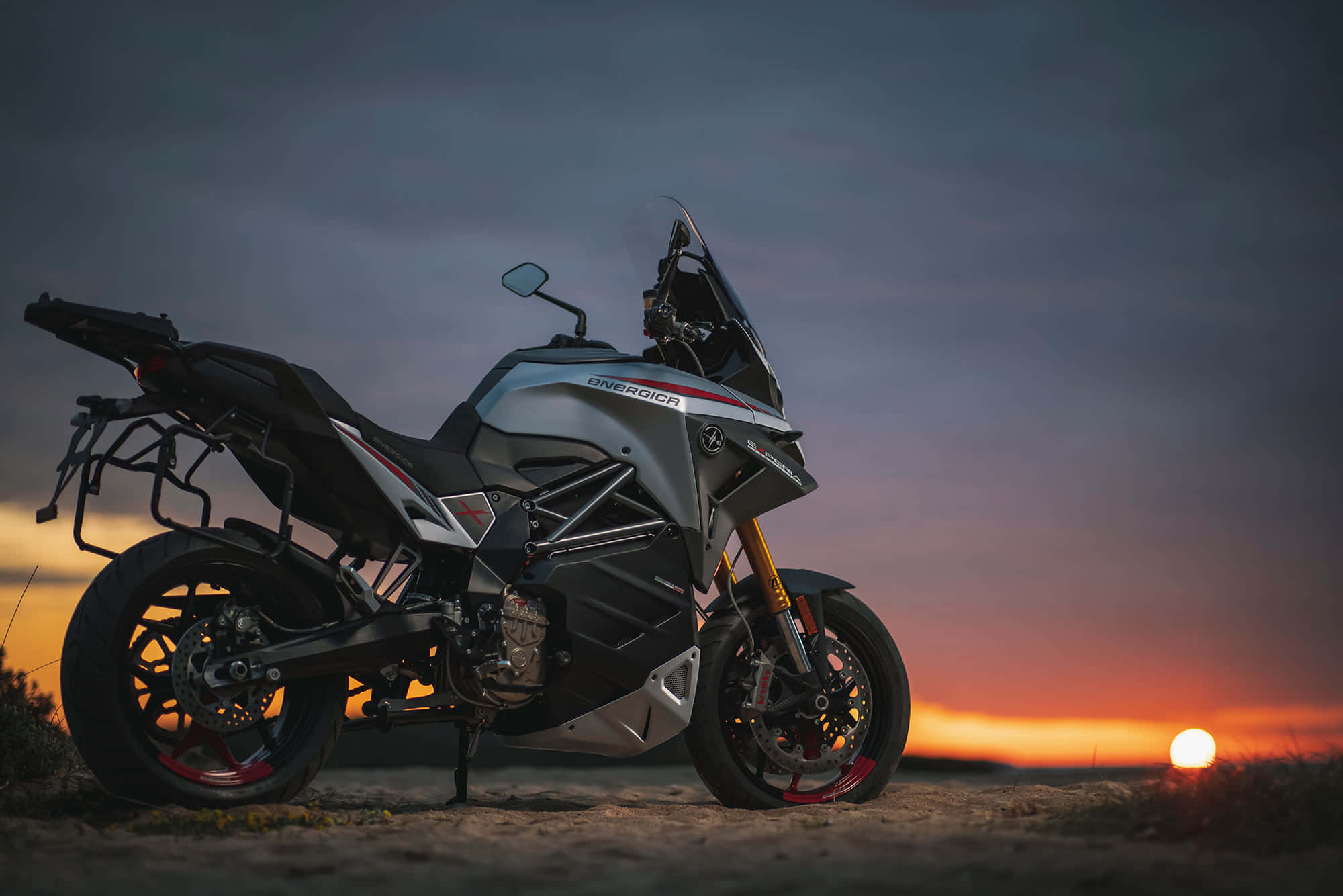 Energica, silver, desert plain, Full HD Desktop Wallpaper