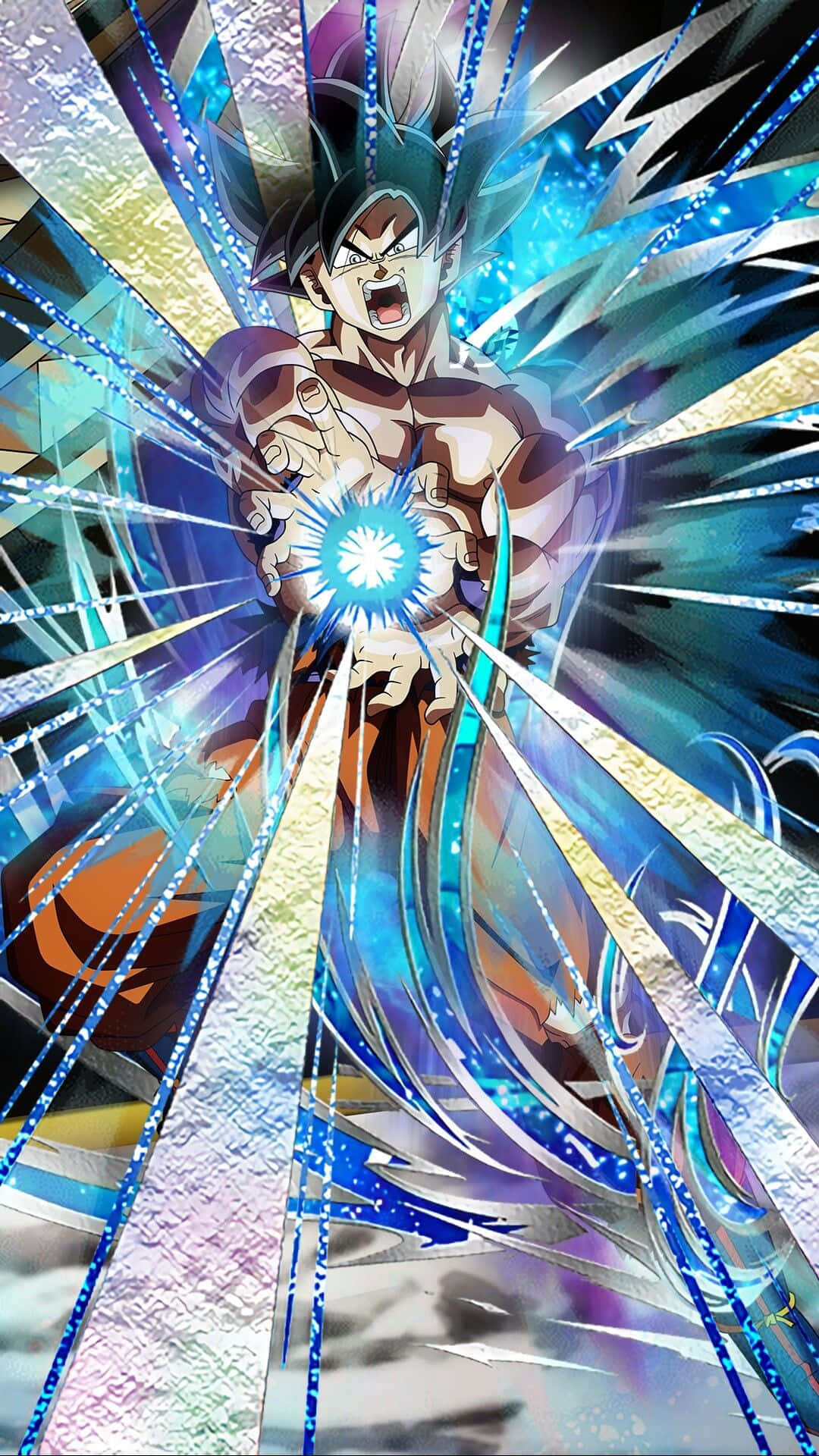 cosmic energy blast, glowing blue energy, anime warrior, Full HD Phone Wallpaper