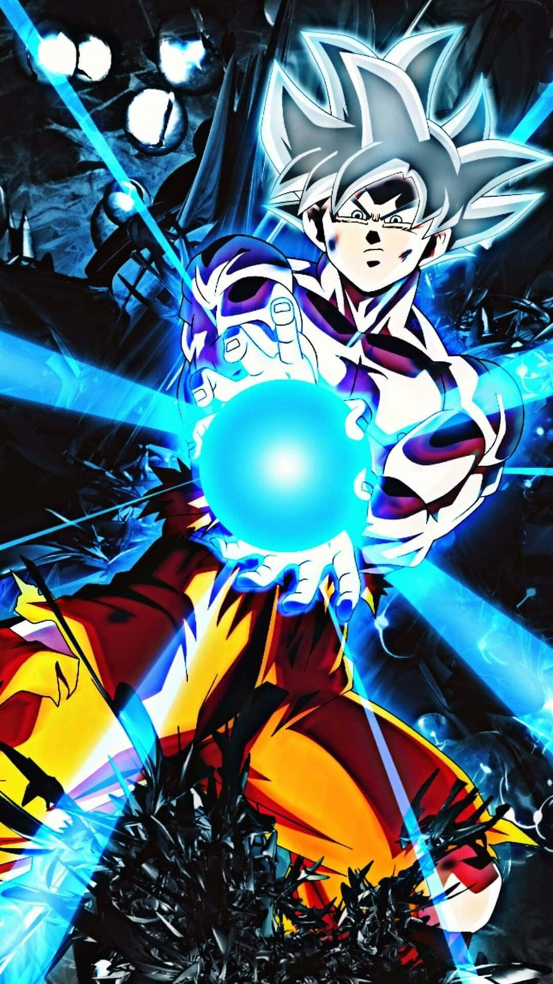 Energy Blast, spiky silver hair, glowing blue energy sphere, Full HD Phone Wallpaper