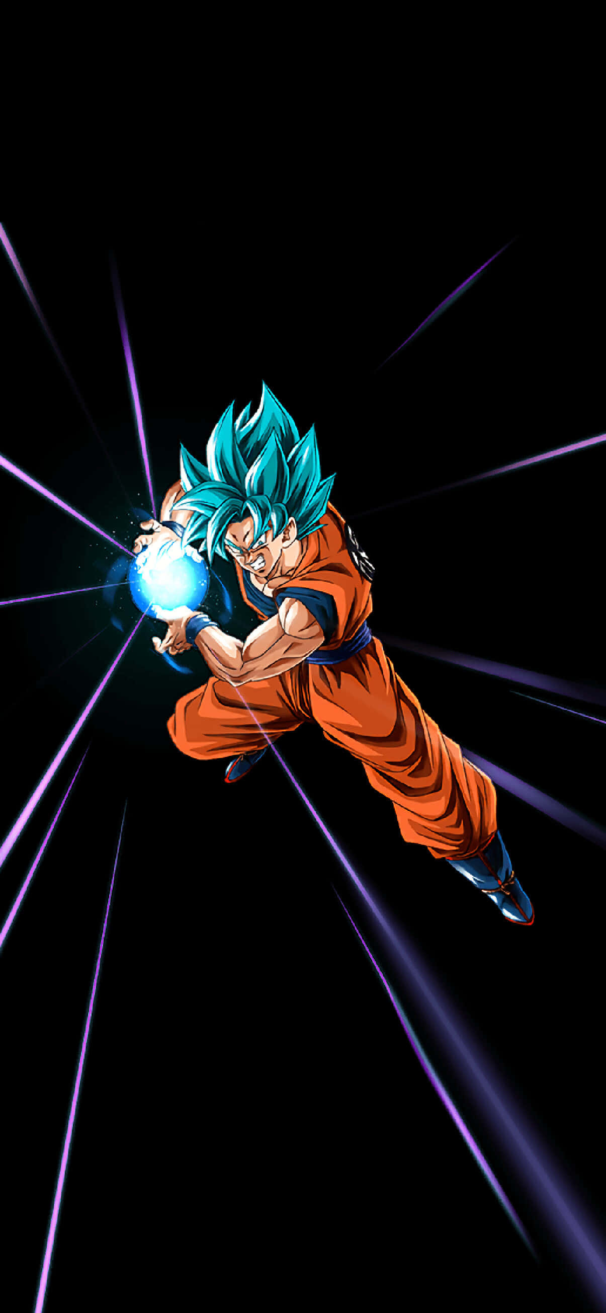 Energy Blast, blue hair, orange gi, 2K Phone Wallpaper