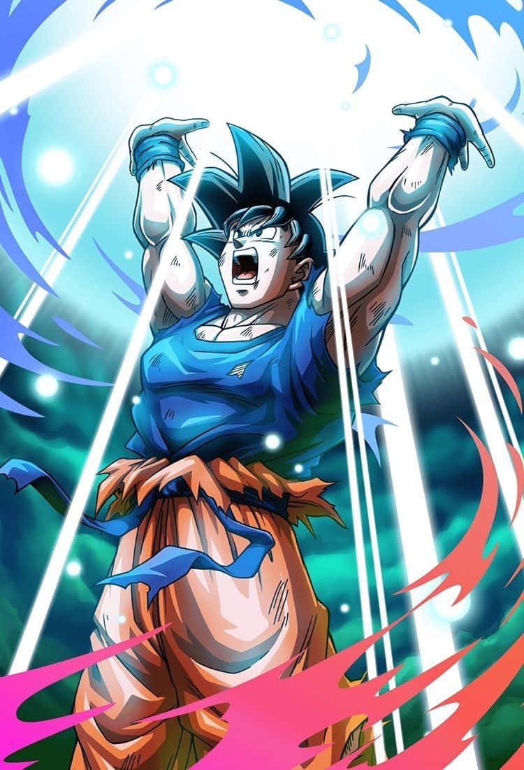 Energy Blast, anime warrior, blue hair, SD Phone Wallpaper