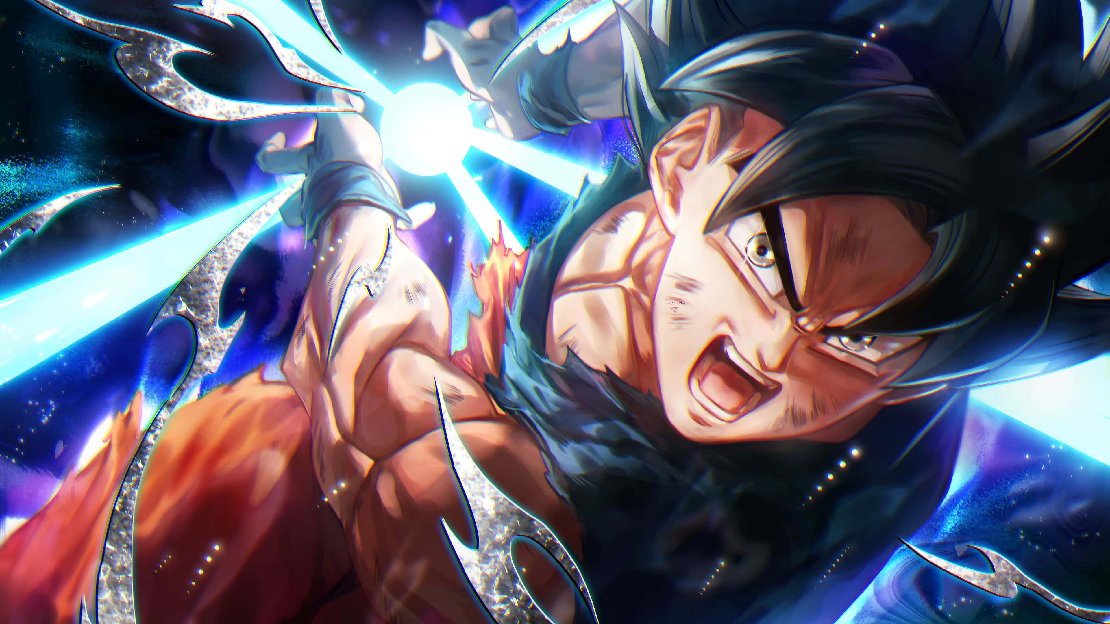 Energy Blast, anime warrior, spiky black hair, 4K Desktop Wallpaper