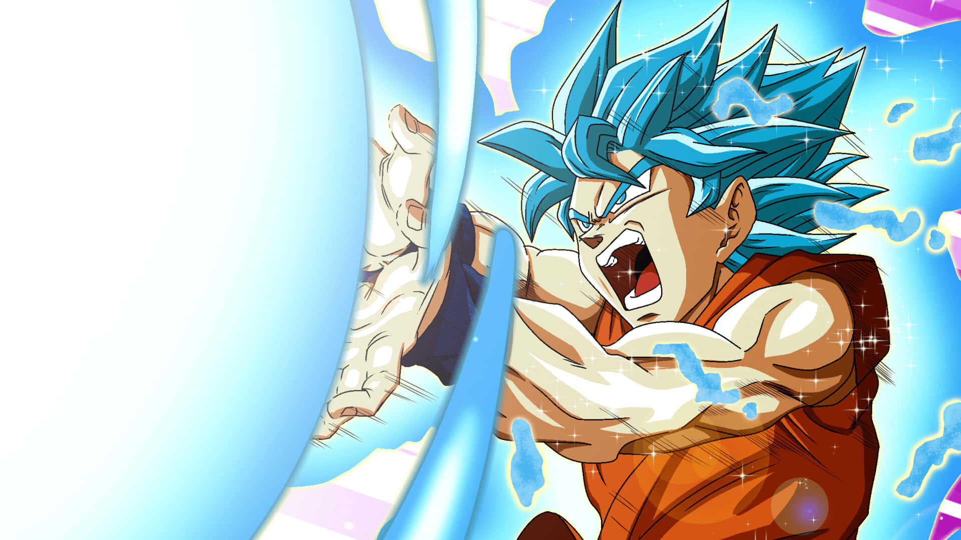 Energy Blast, spiky blue hair, orange gi, Full HD Desktop Wallpaper