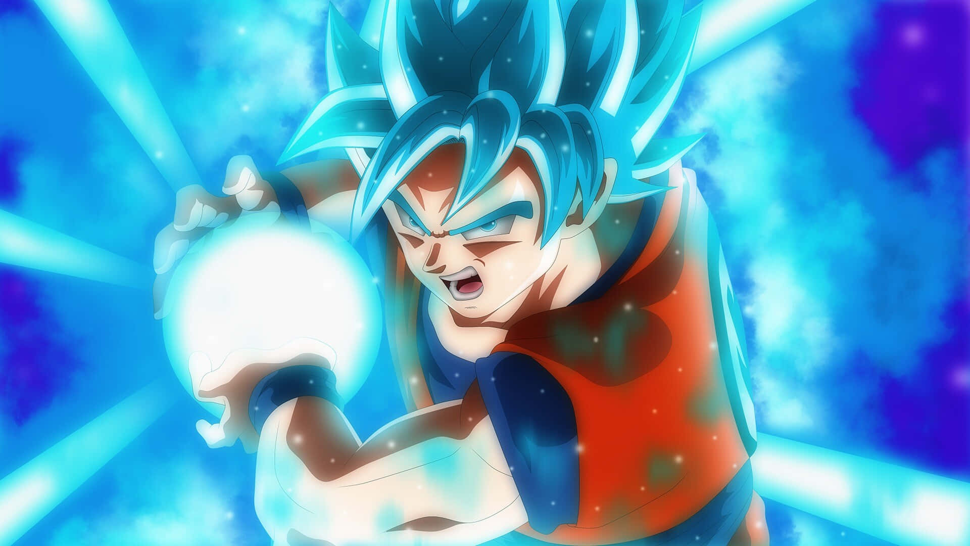 Energy Blast, spiky blue hair, glowing energy ball, Full HD Desktop Wallpaper