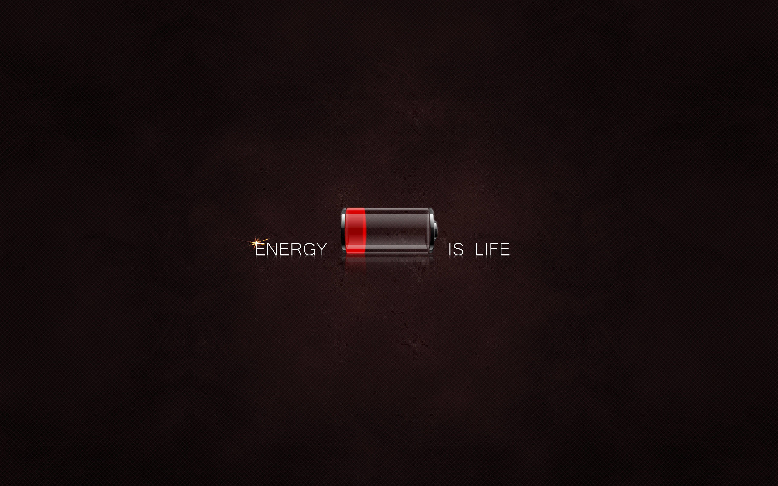 Energy Is Life, sleek black battery, red stripe, 2K Desktop Wallpaper