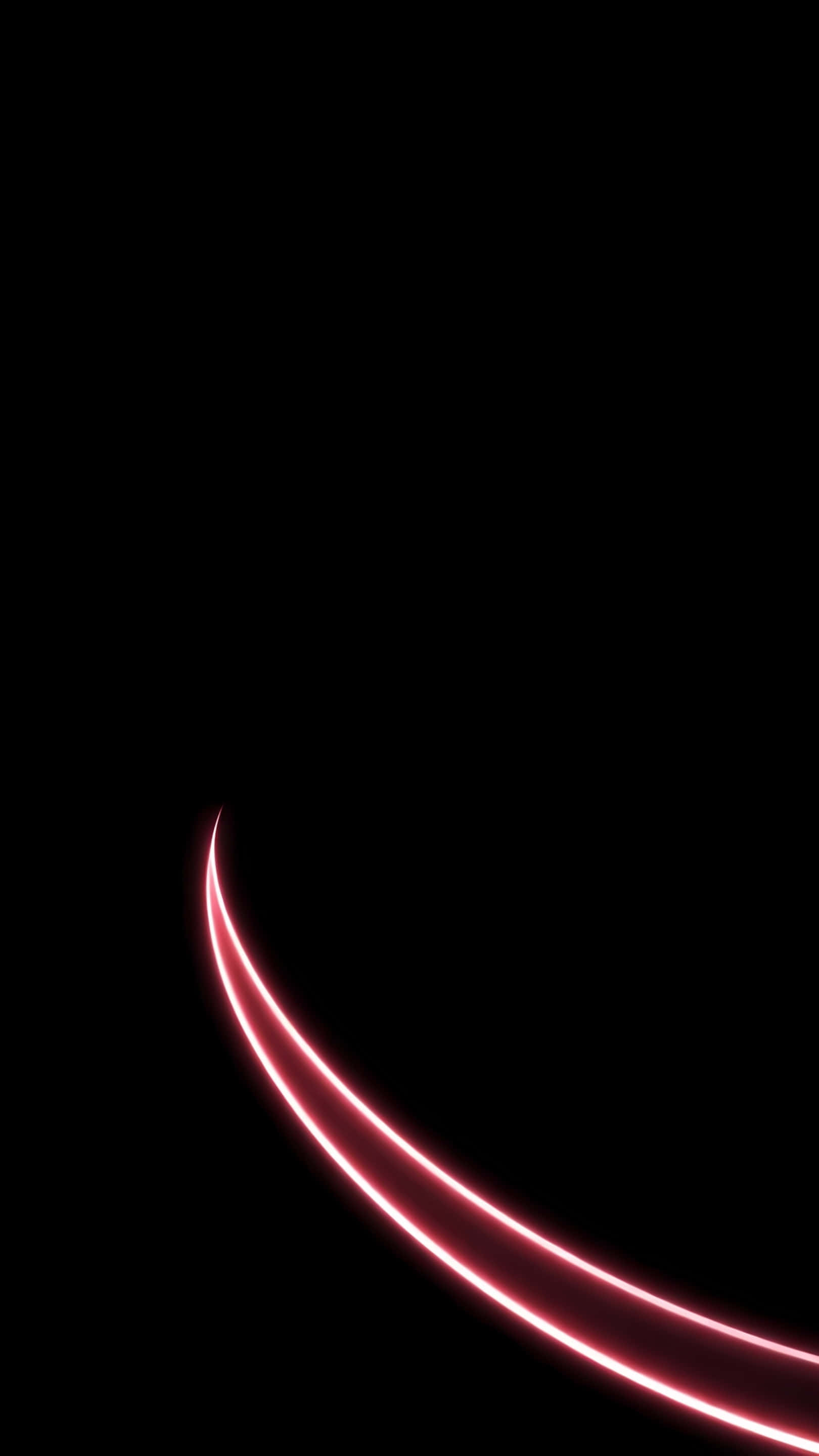 red neon, curved light streak, black background, 2K Phone Wallpaper