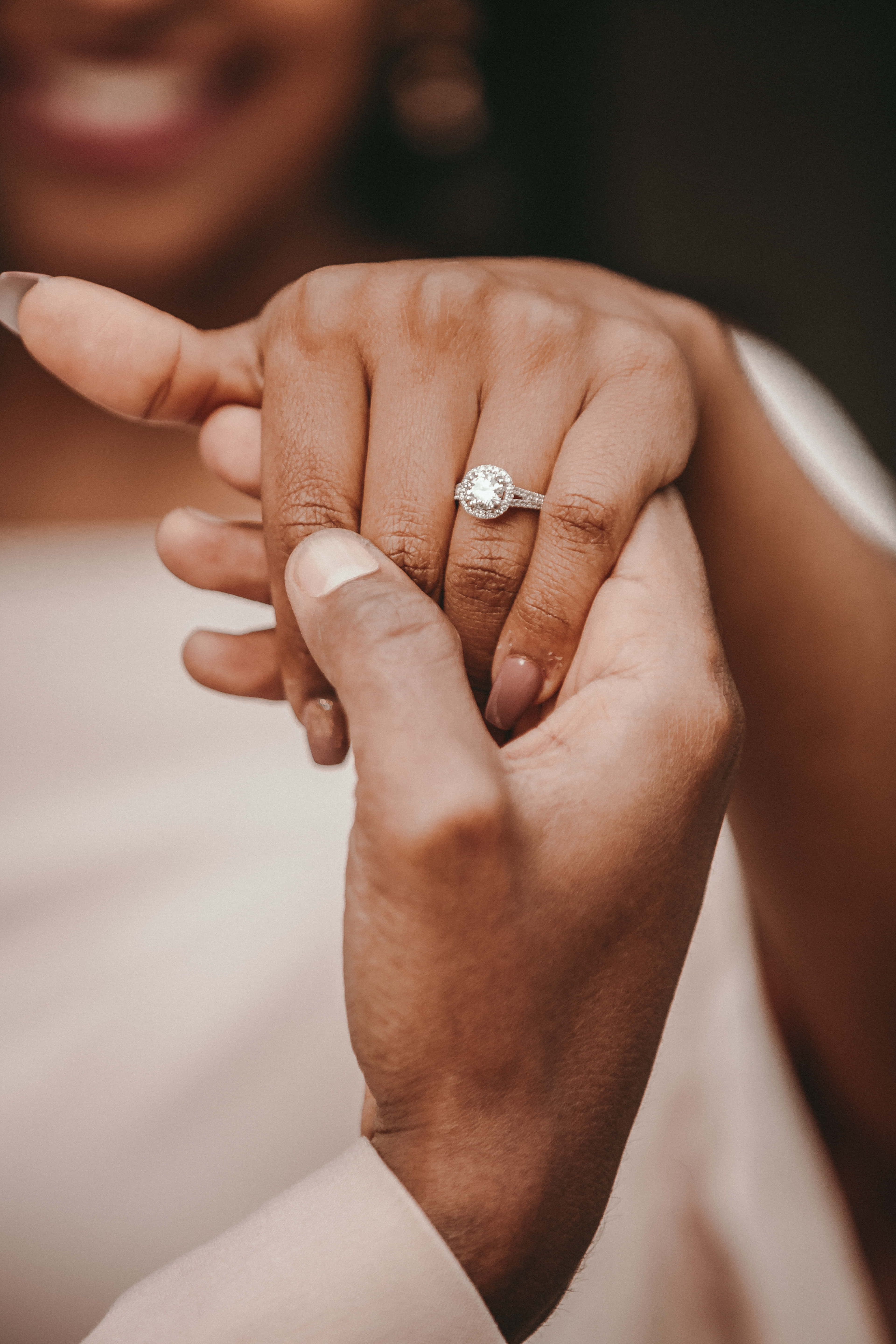 diamond, silver, engagement ring, 5K Phone Wallpaper