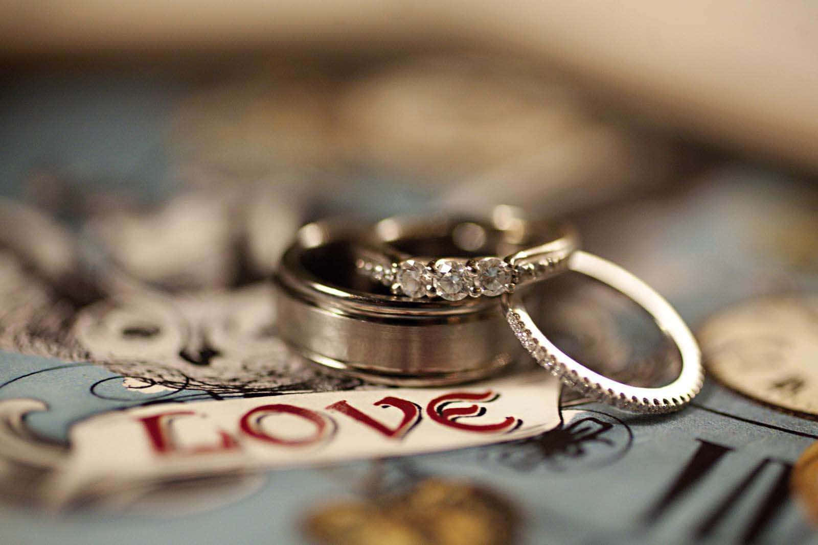 silver, engagement couple rings, vintage map, HD Desktop Wallpaper