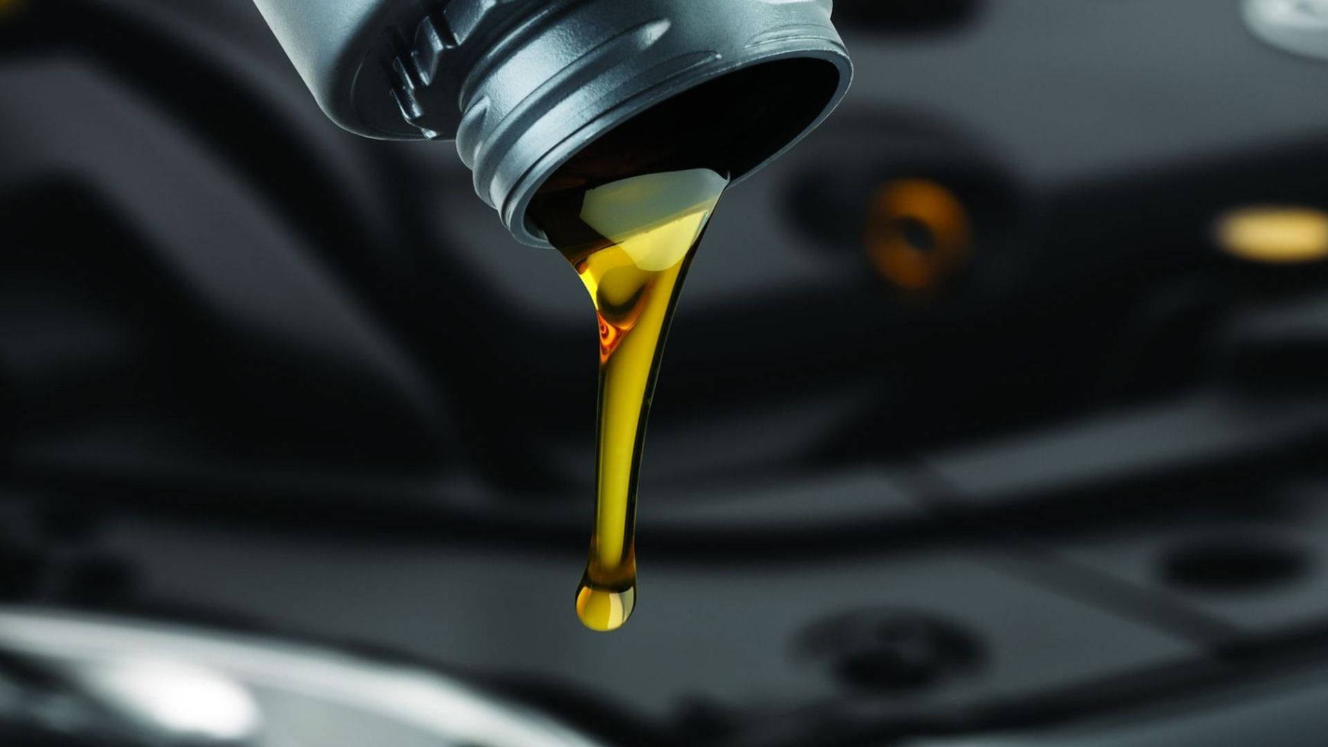 golden engine oil, black bottle, engine bay, Full HD Desktop Wallpaper