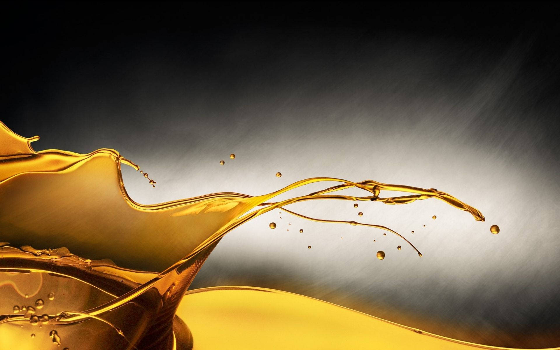 digital engine oil splash, golden liquid, dark gradient background, Full HD Desktop Wallpaper