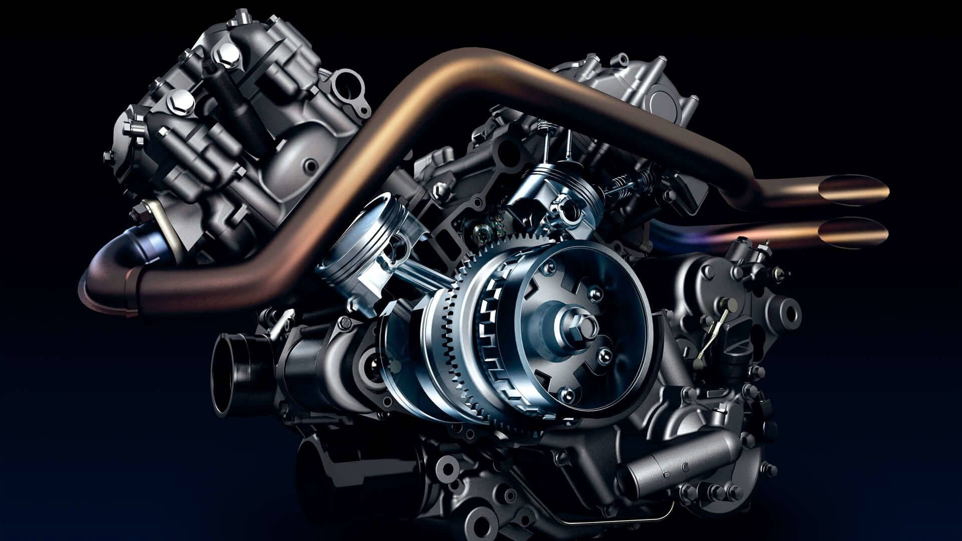 mechanic engine, motorcycle engine, copper exhaust pipes, Full HD Desktop Wallpaper