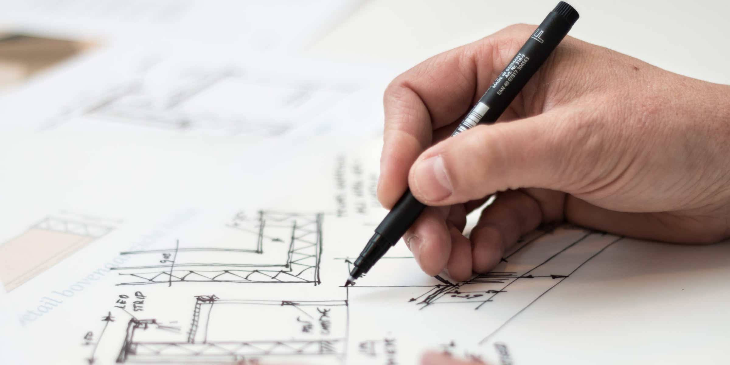 engineer, black marker, architectural blueprints, Full HD Desktop Wallpaper
