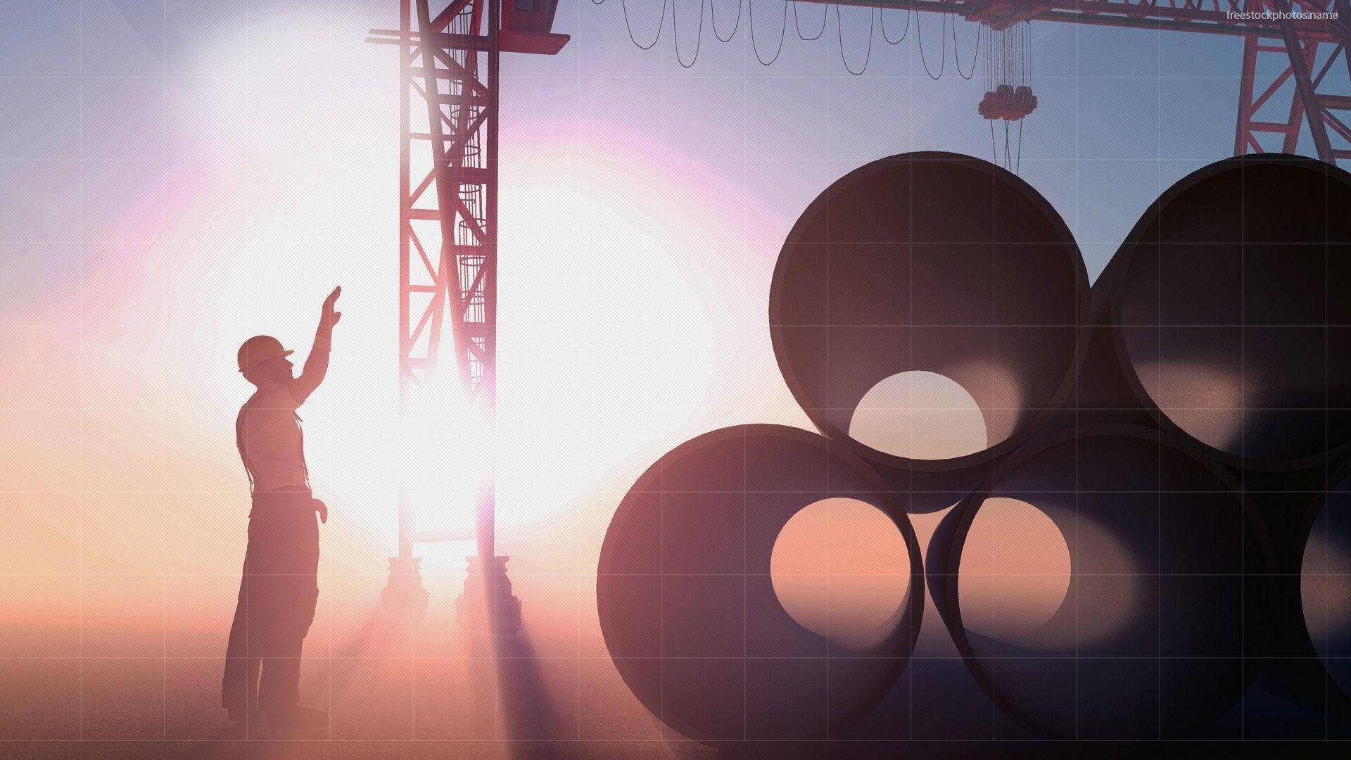 Engineer, construction site, crane, Full HD Desktop Wallpaper