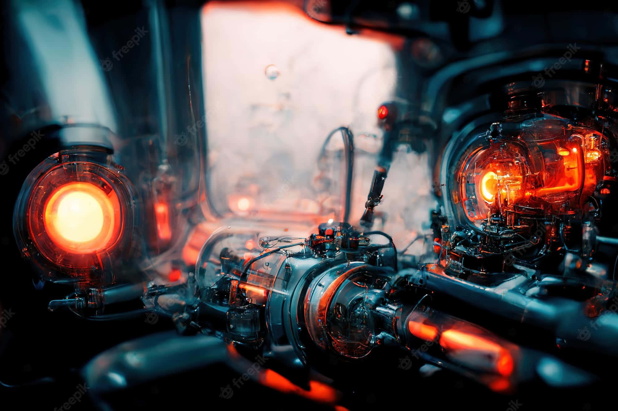mechanical engineering, glowing orange lights, intricate machinery, Full HD Desktop Wallpaper