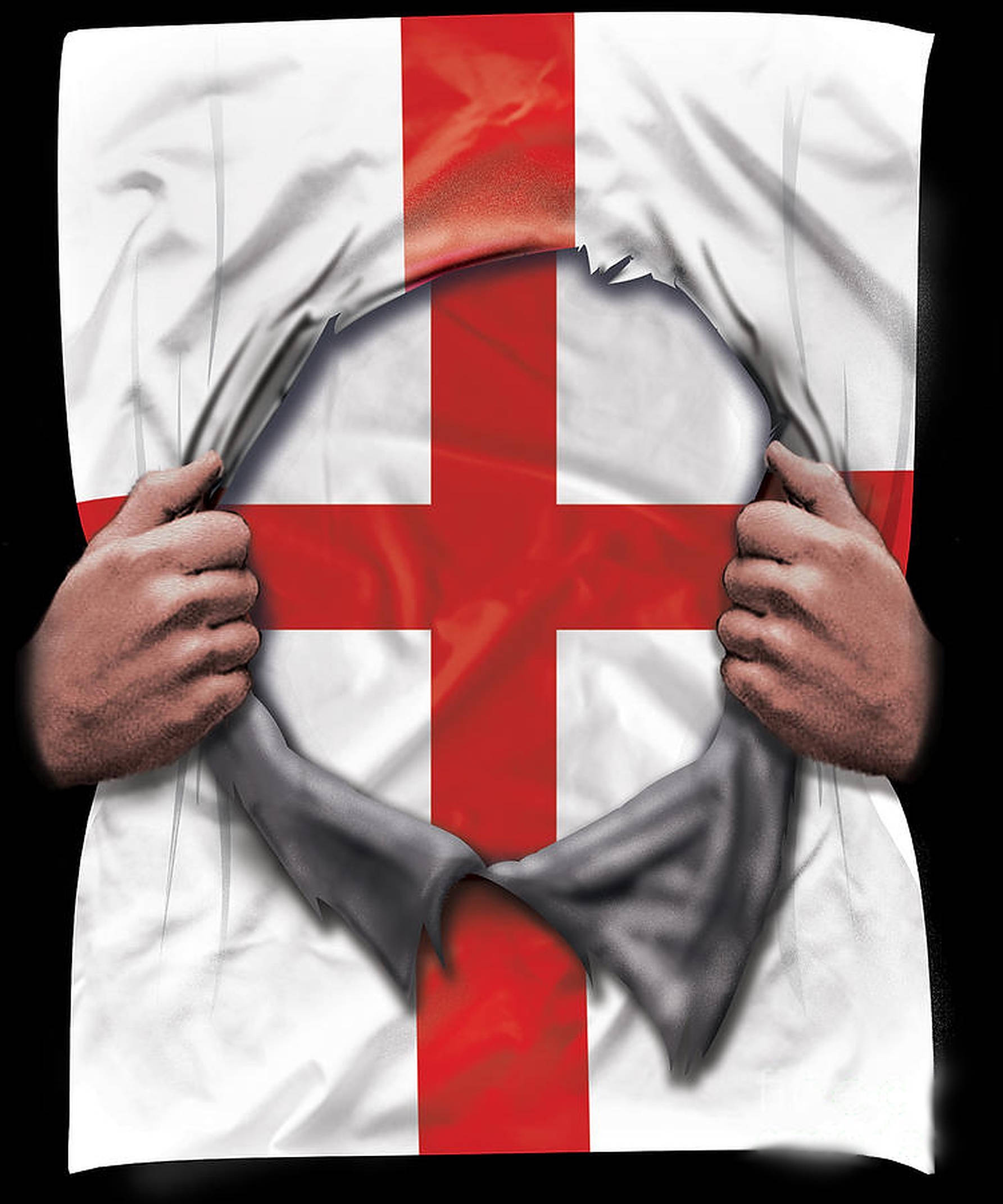 England flag, red cross flag, dark void, Full HD Phone Wallpaper