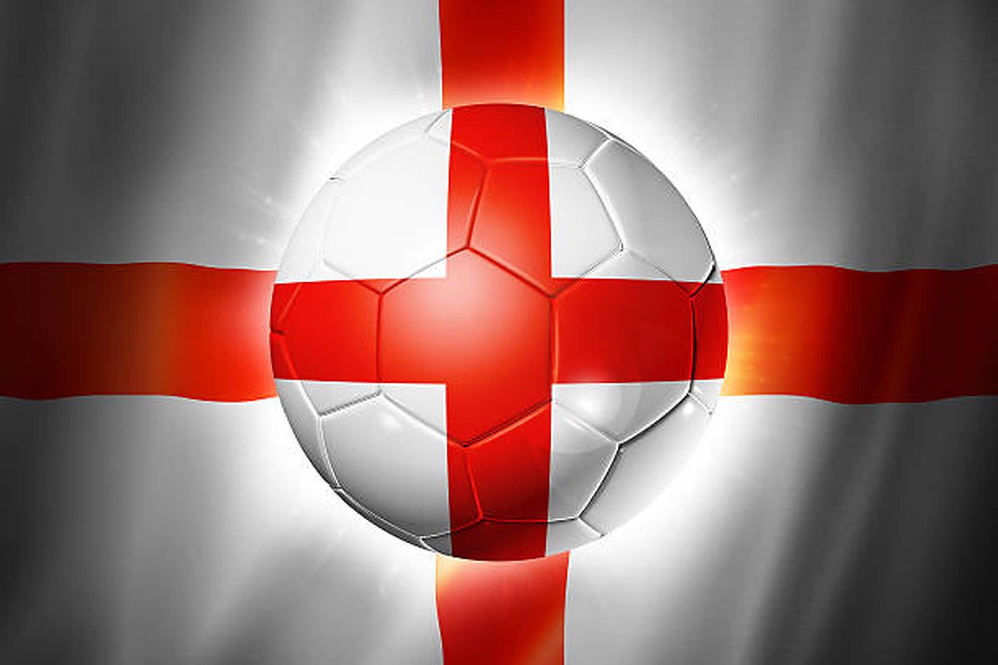 England flag, red cross, white soccer ball, Full HD Desktop Wallpaper