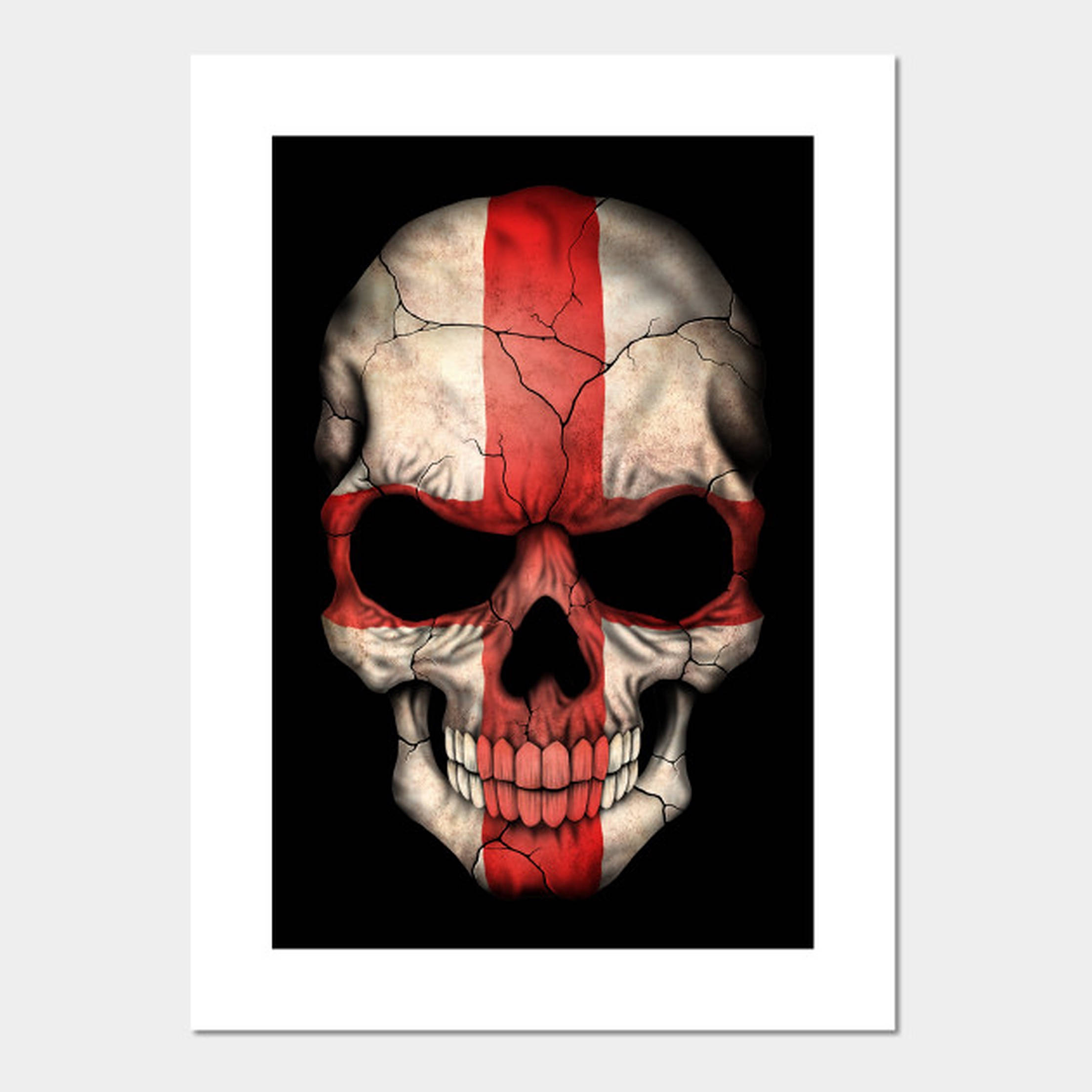 England flag, skull, red cross of St George, Full HD Desktop Wallpaper