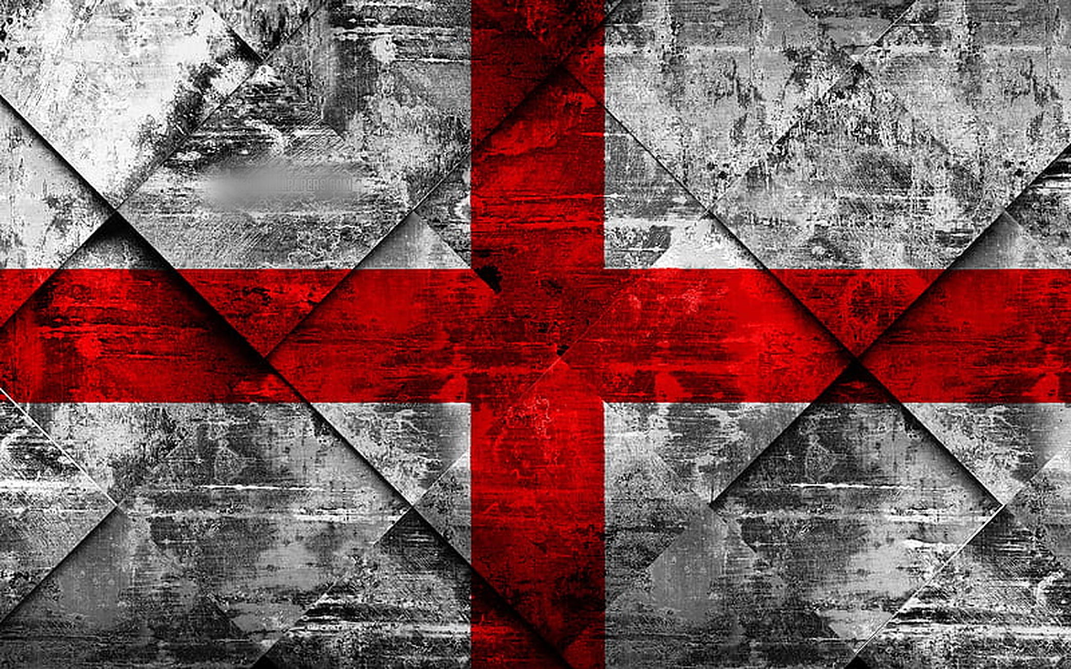 England flag, red cross, textured gray geometric panels, Full HD Desktop Wallpaper
