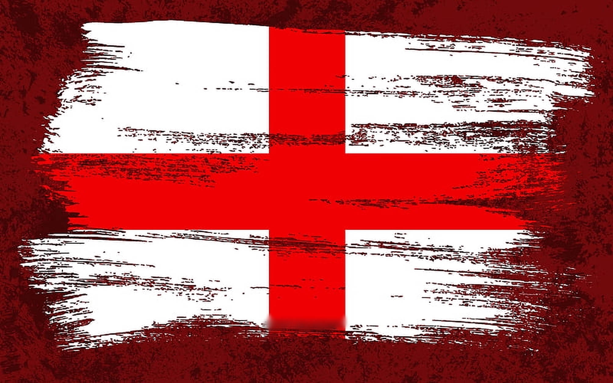 England flag, red paint, rough brushstrokes, Full HD Desktop Wallpaper