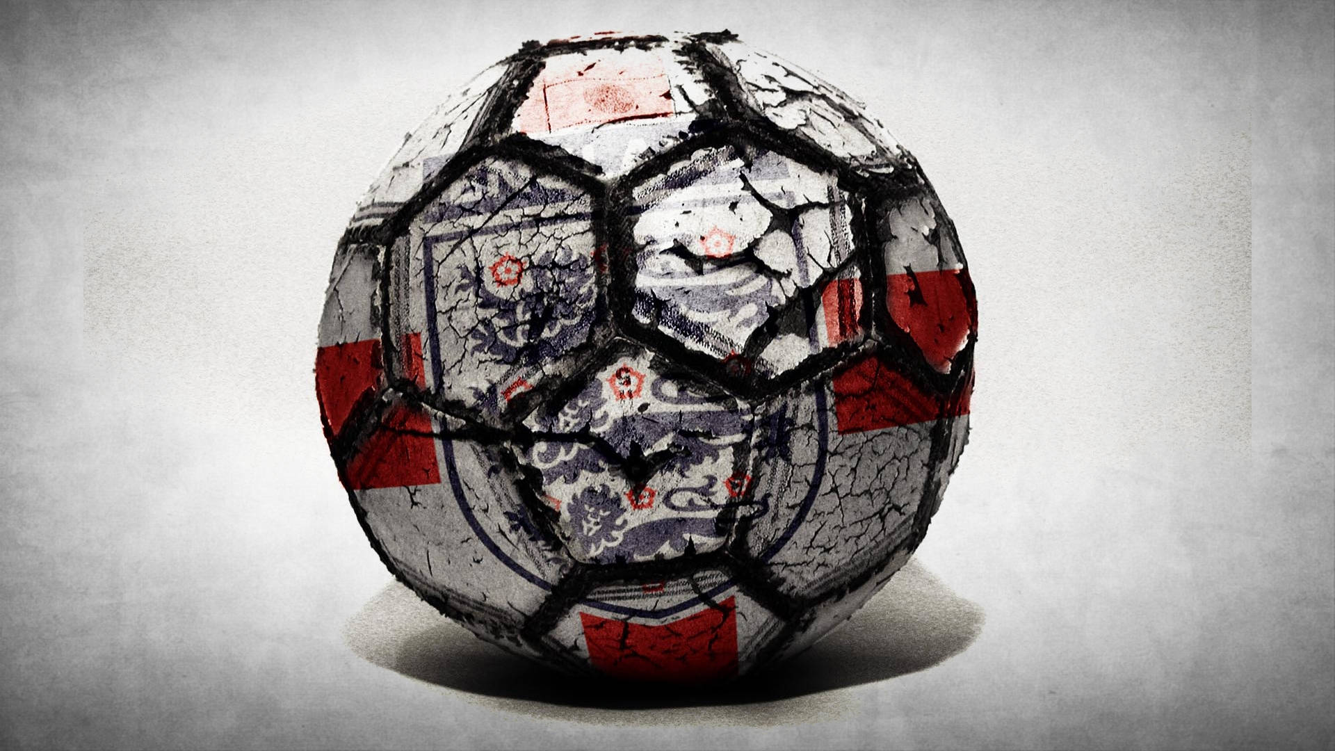 England Football, dirty ball, cracked white panels, Full HD Desktop Wallpaper