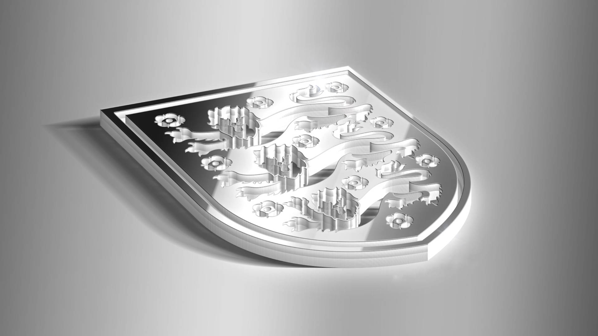 England Football, metal crest, 3D heraldic shield, Full HD Desktop Wallpaper